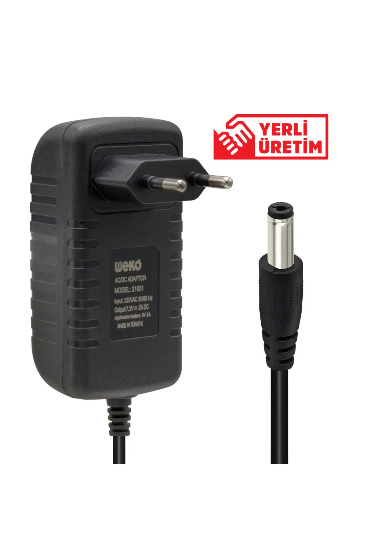 WEKO 7.2 VOLT - 2 AMPER 5.5*2.5 UÇLU LEDLİ YERLİ ÜRETİM AKÜ ŞARJ CİHAZI (OUT:6V-2A) Uyumlu