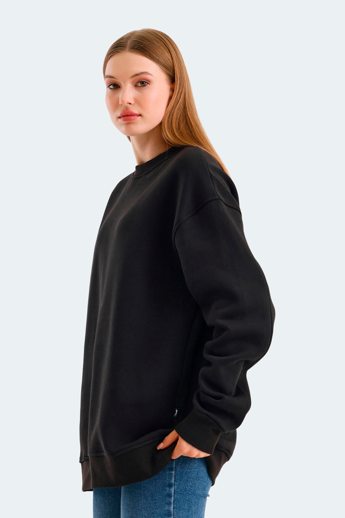 Slazenger VADIM Oversize Kadın Oversıze Siyah Sweatshirt görsel 4