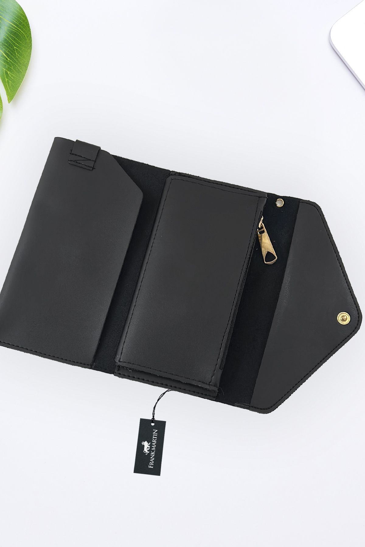 Frank Martin-Zumrut Envelope Model Portfolio with Phone, Paper and Coin Compartment, Women's Wallet, Black 3