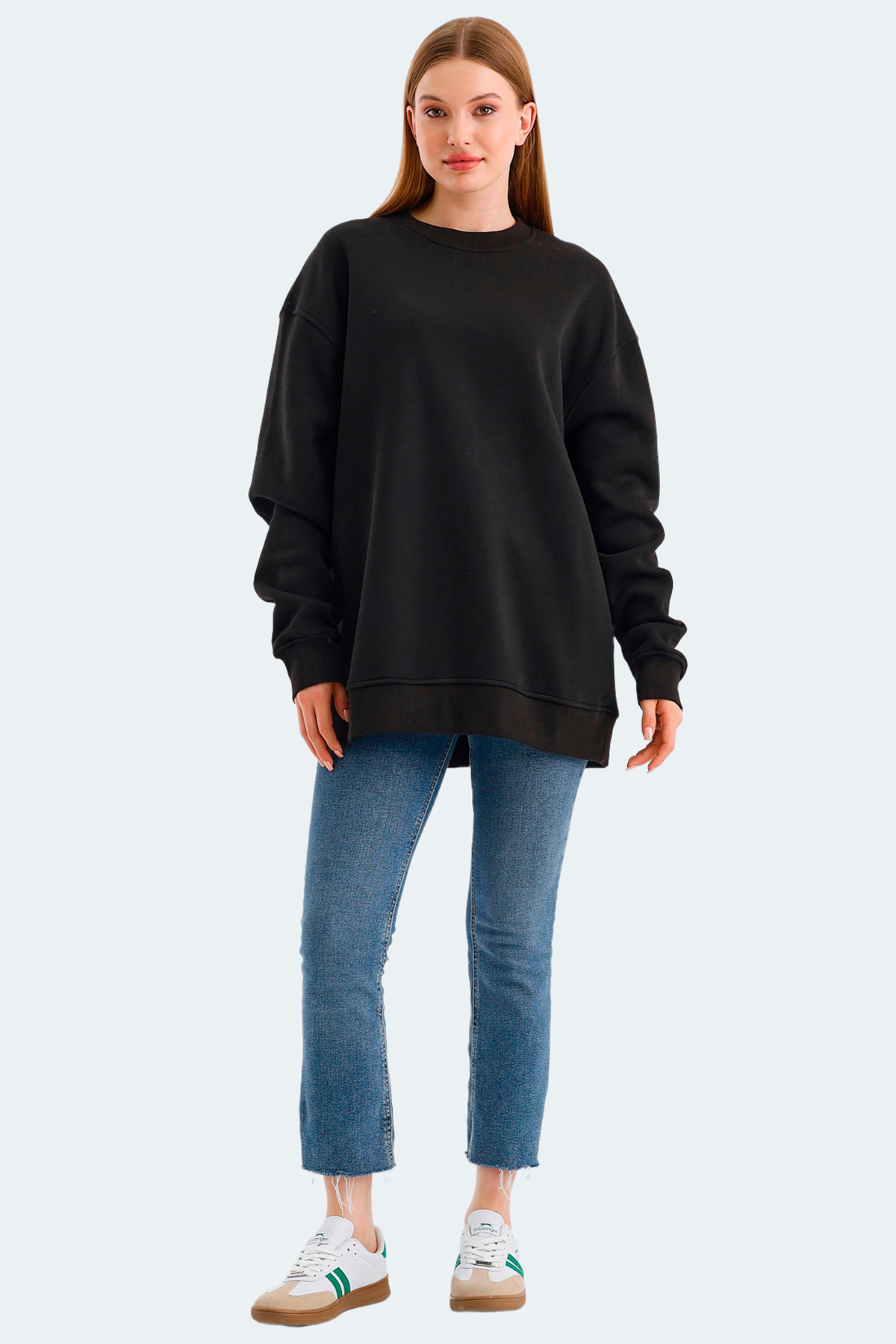 Slazenger VADIM Oversize Kadın Oversıze Siyah Sweatshirt görsel 7