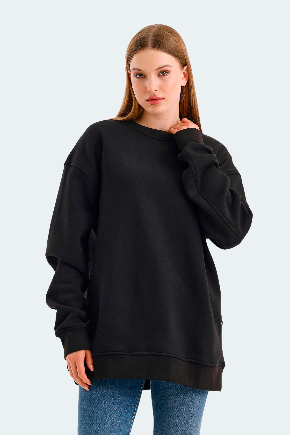 Slazenger VADIM Oversize Kadın Oversıze Siyah Sweatshirt görsel 6