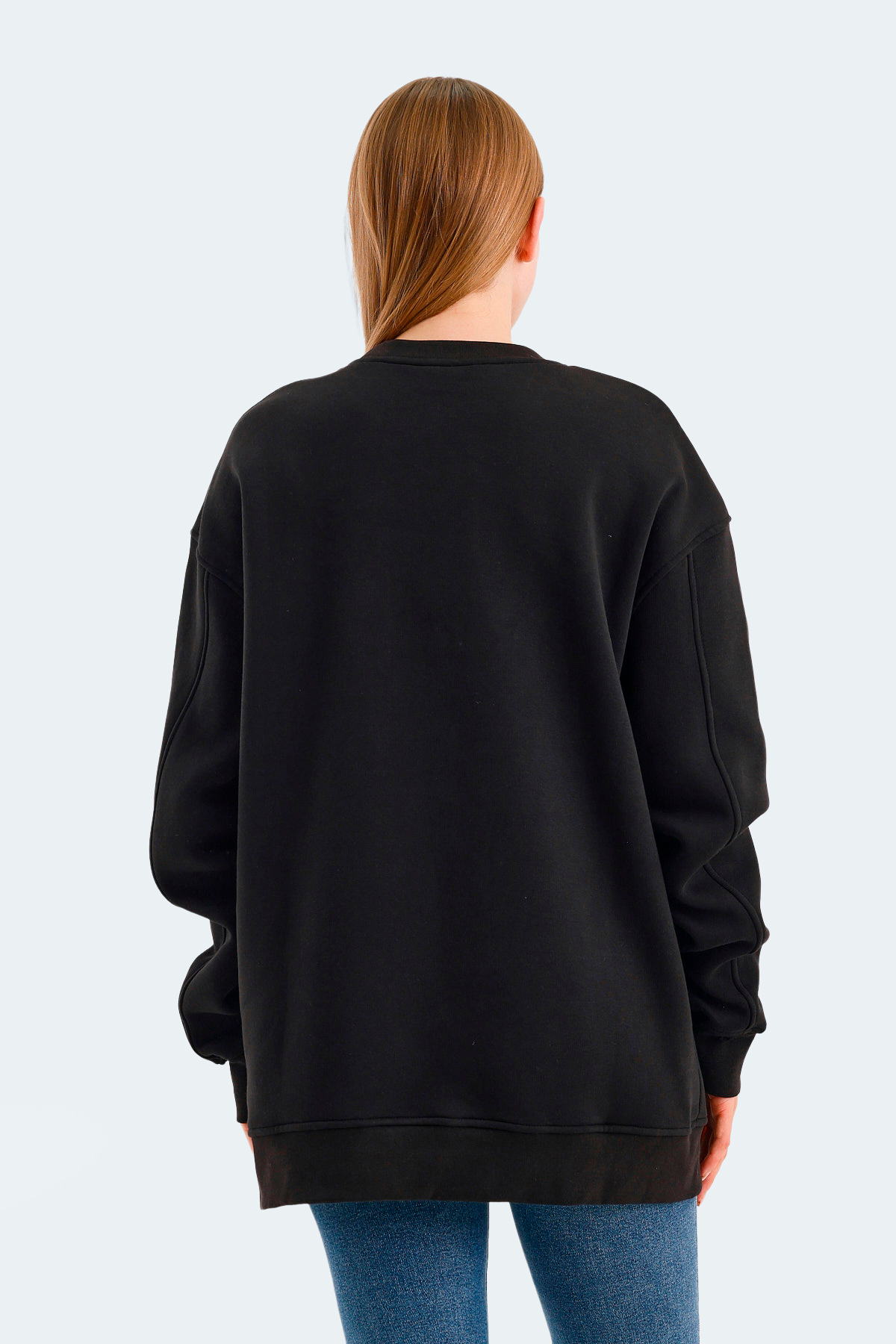Slazenger VADIM Oversize Kadın Oversıze Siyah Sweatshirt görsel 2