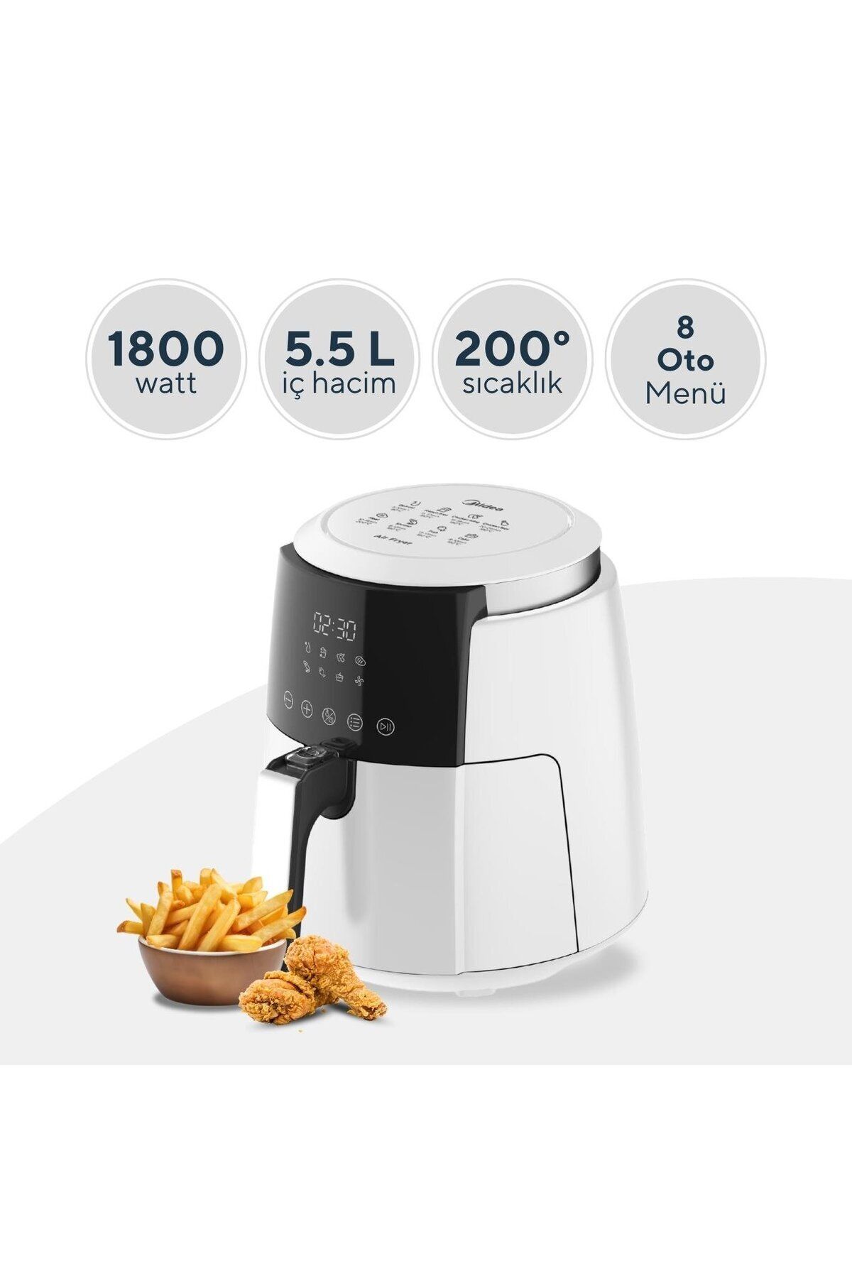 KUMTEL Beyaz XL Digital Fastfryer ( Yağsız Fritöz Airfryer ) HAF-02-2