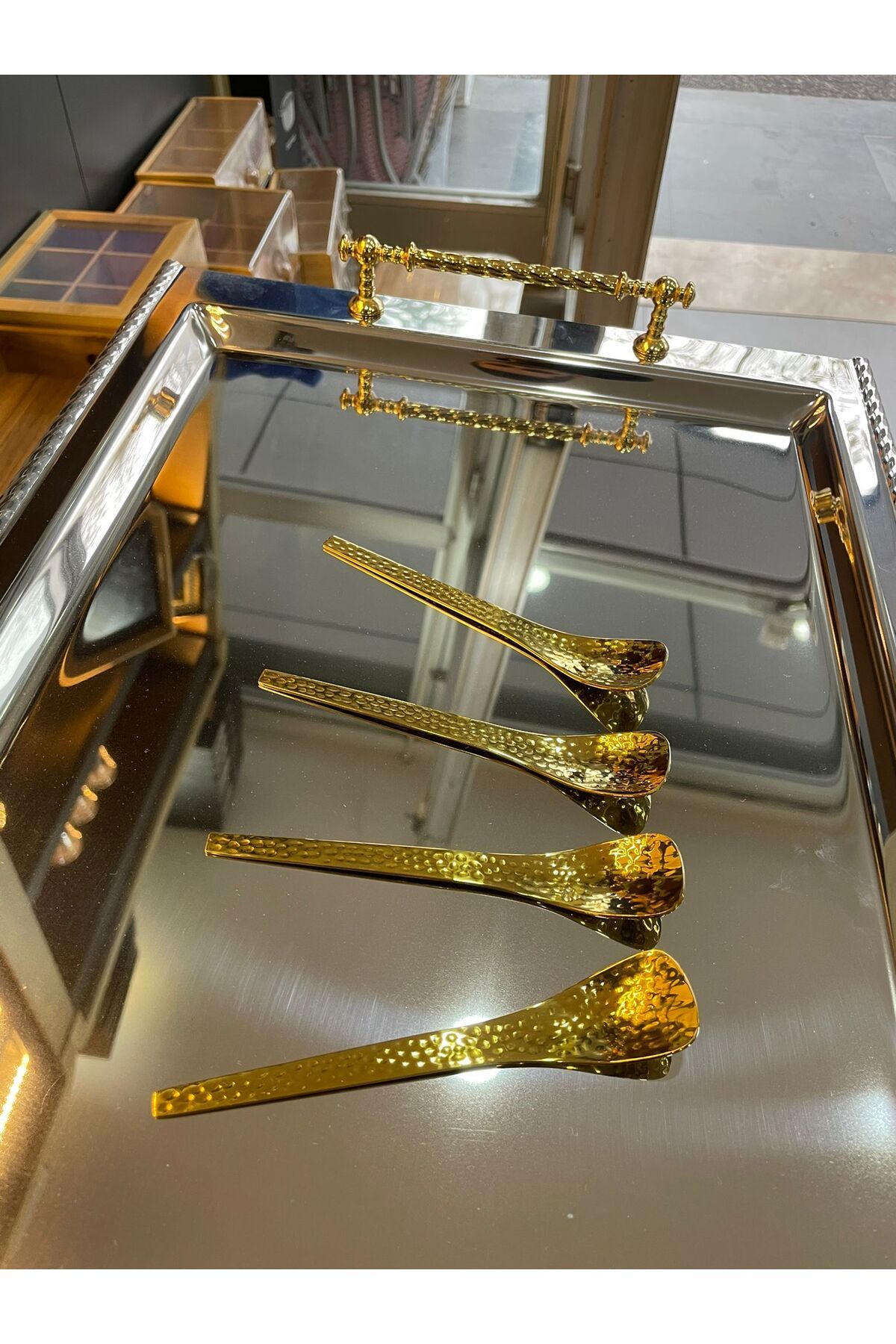 Veliday-4 Pieces Gold Ice Cream Spoon 1