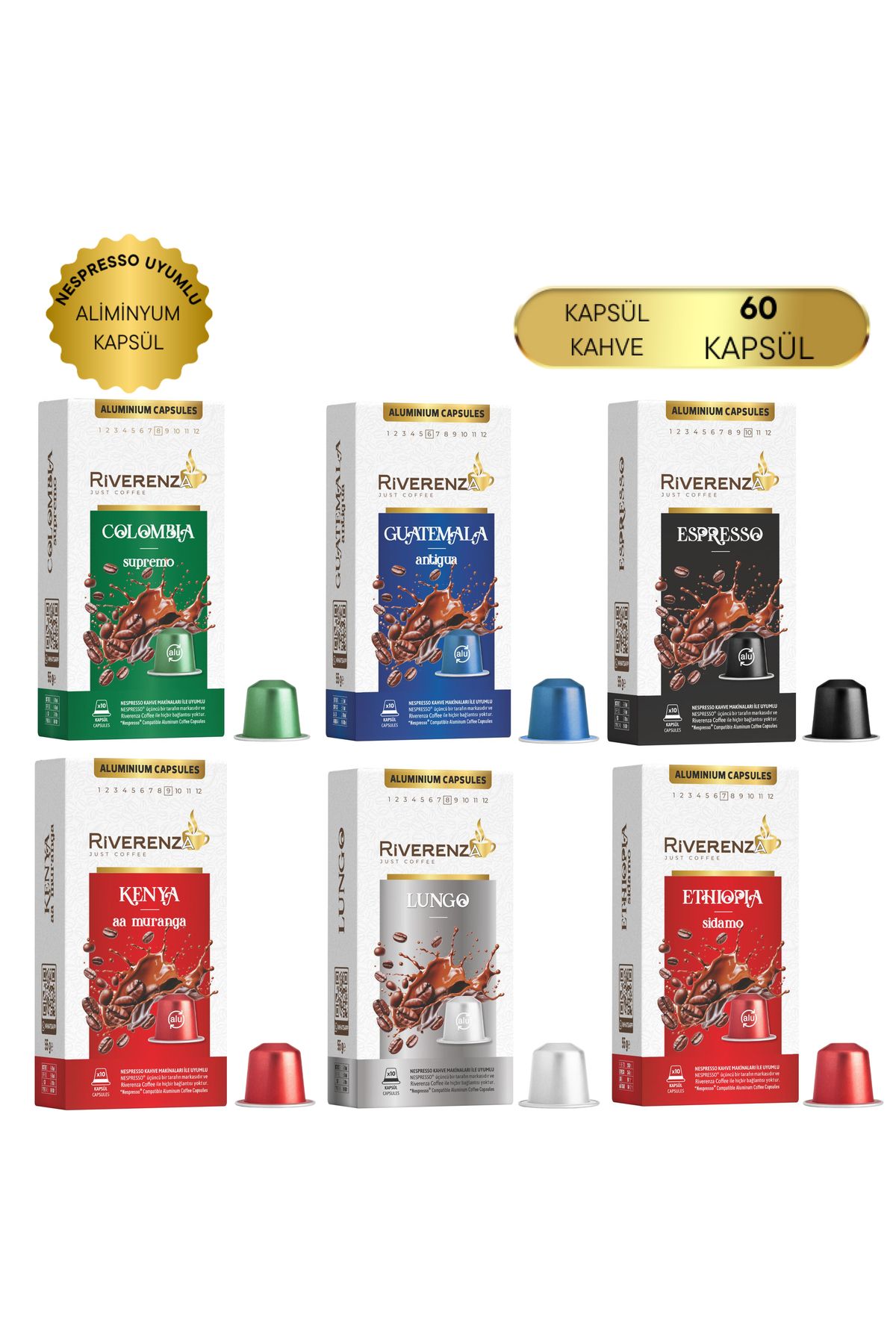 Riverenza Alüminyum Nespresso® Uyumlu Yöresel Kapsül Kahve 60 Kapsül