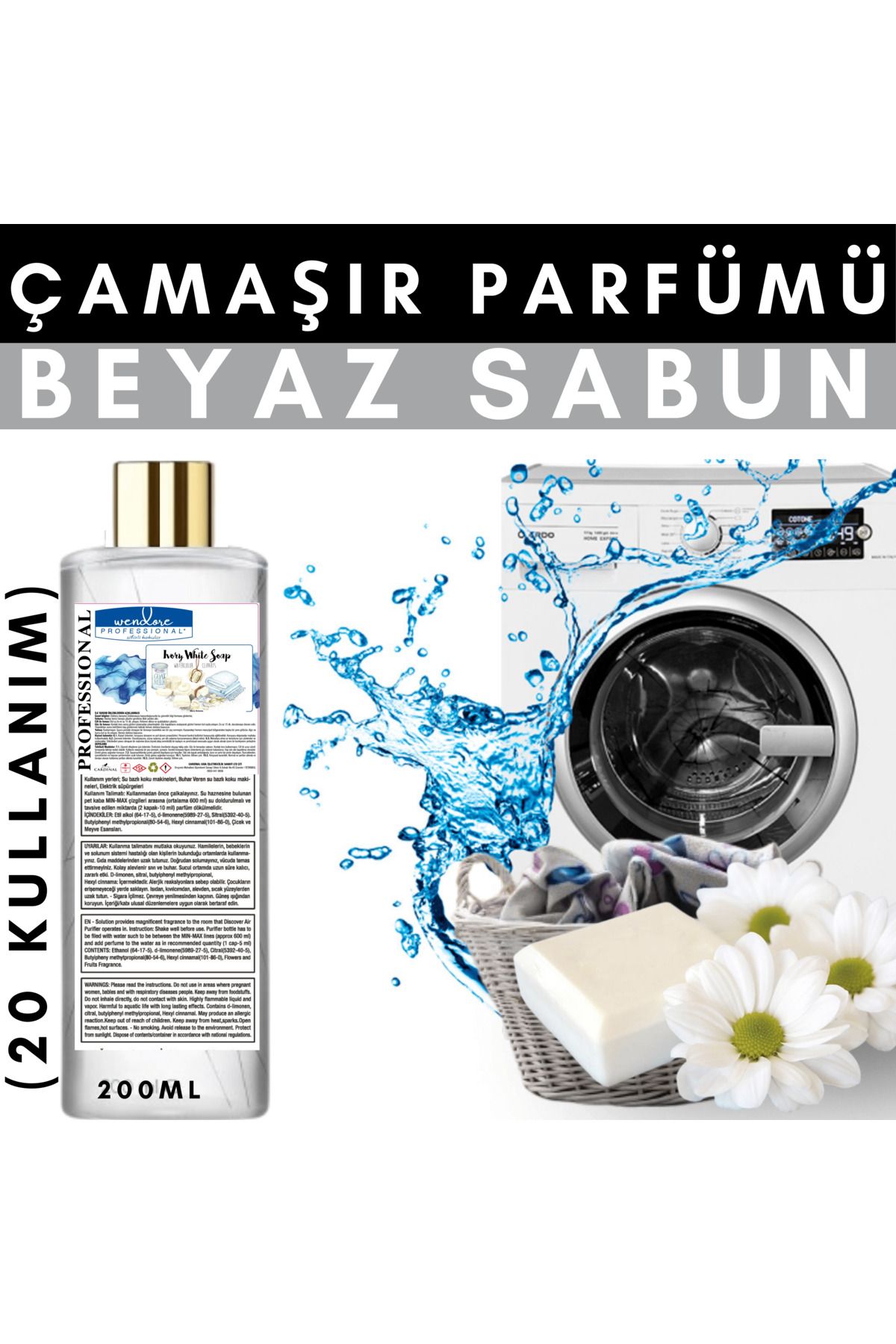 wendore sihirli kokular ÇAMAŞIR PARFÜMÜ BEYAZ SABUN ESİNTİSİ 200ML