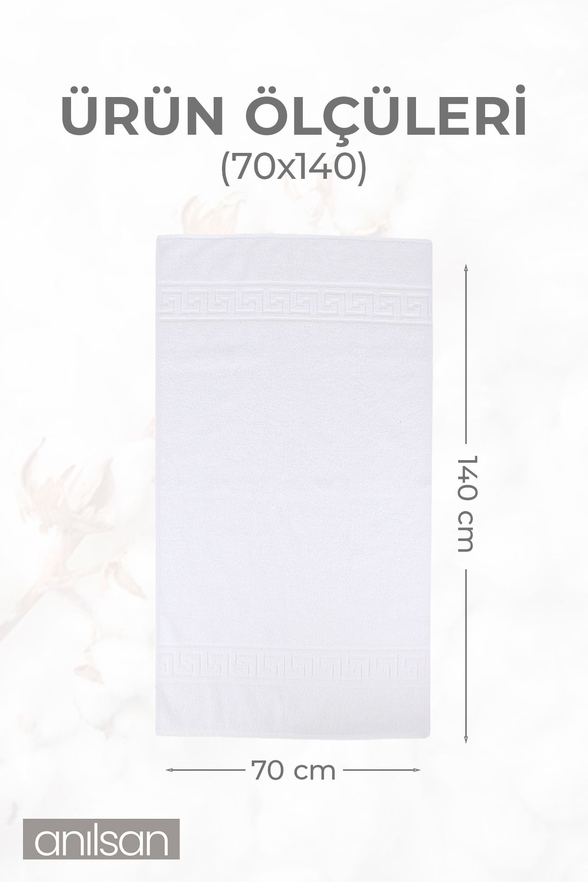 Anılsan-Pack of 50 Greek White Bath Towels - 70X140 Cm, 490 Gr, 100% Cotton, Spa and Hotel Towels (50 Pieces) 4