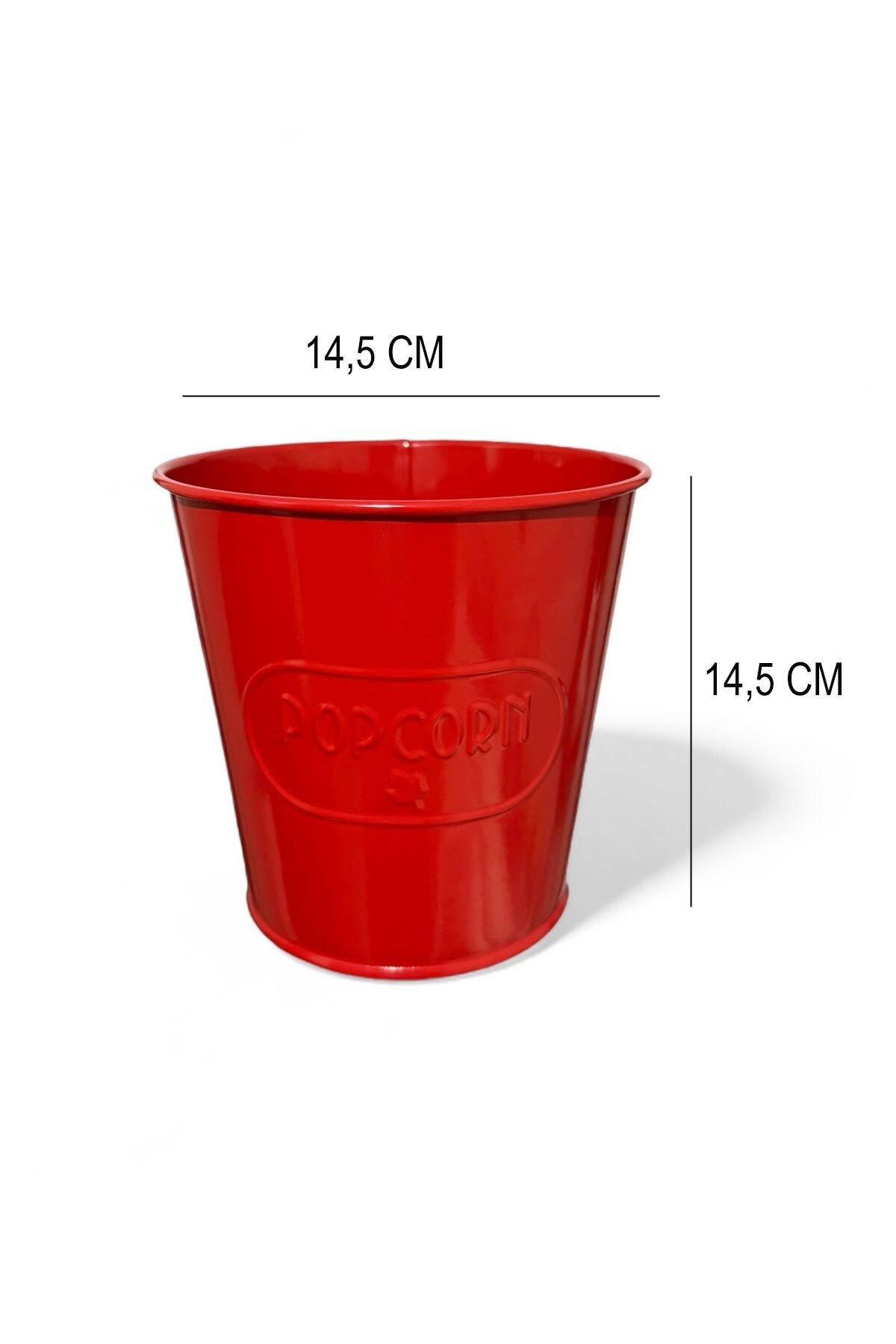 TOPTANFONİ-Red Metal Popcorn Box - Popcorn Bucket Self Embossing Pattern 1 Piece 2
