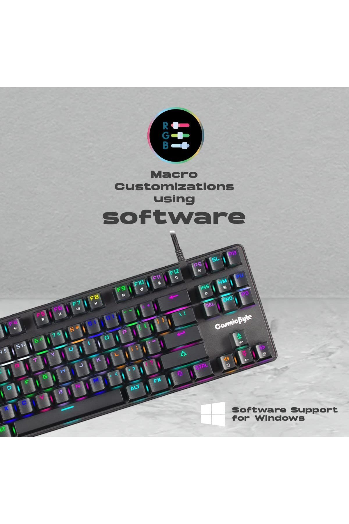 Cosmic Byte-CB-GK-18 Firefly Per-Key RGB TKL Mechanical Keyboard , Macros, Software (Black) 8