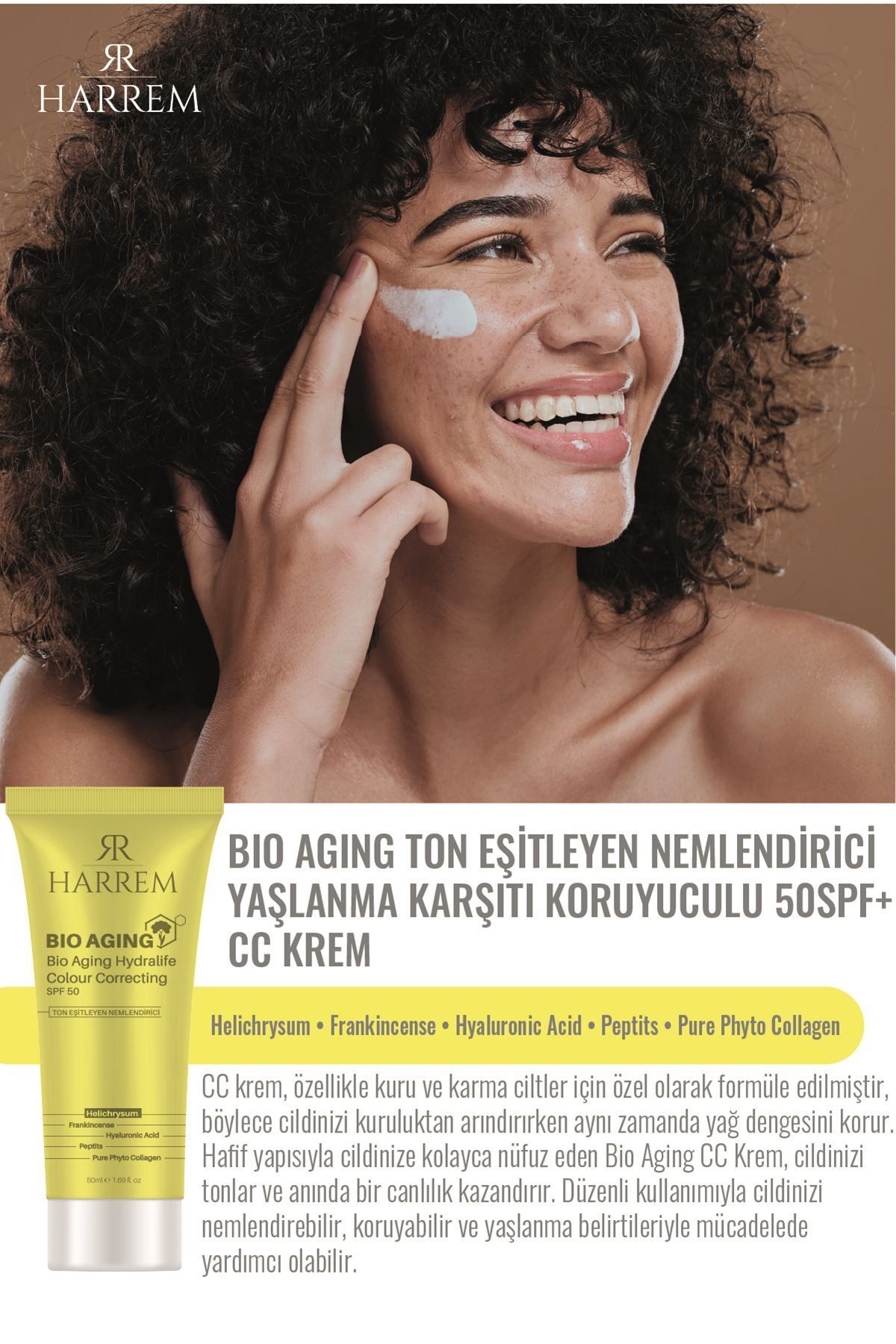 Harrem-Bio Aging Ton - 50 SPF CC Cream, High Protective and Moisturizing Processed Anti-Aging 50 ml 3