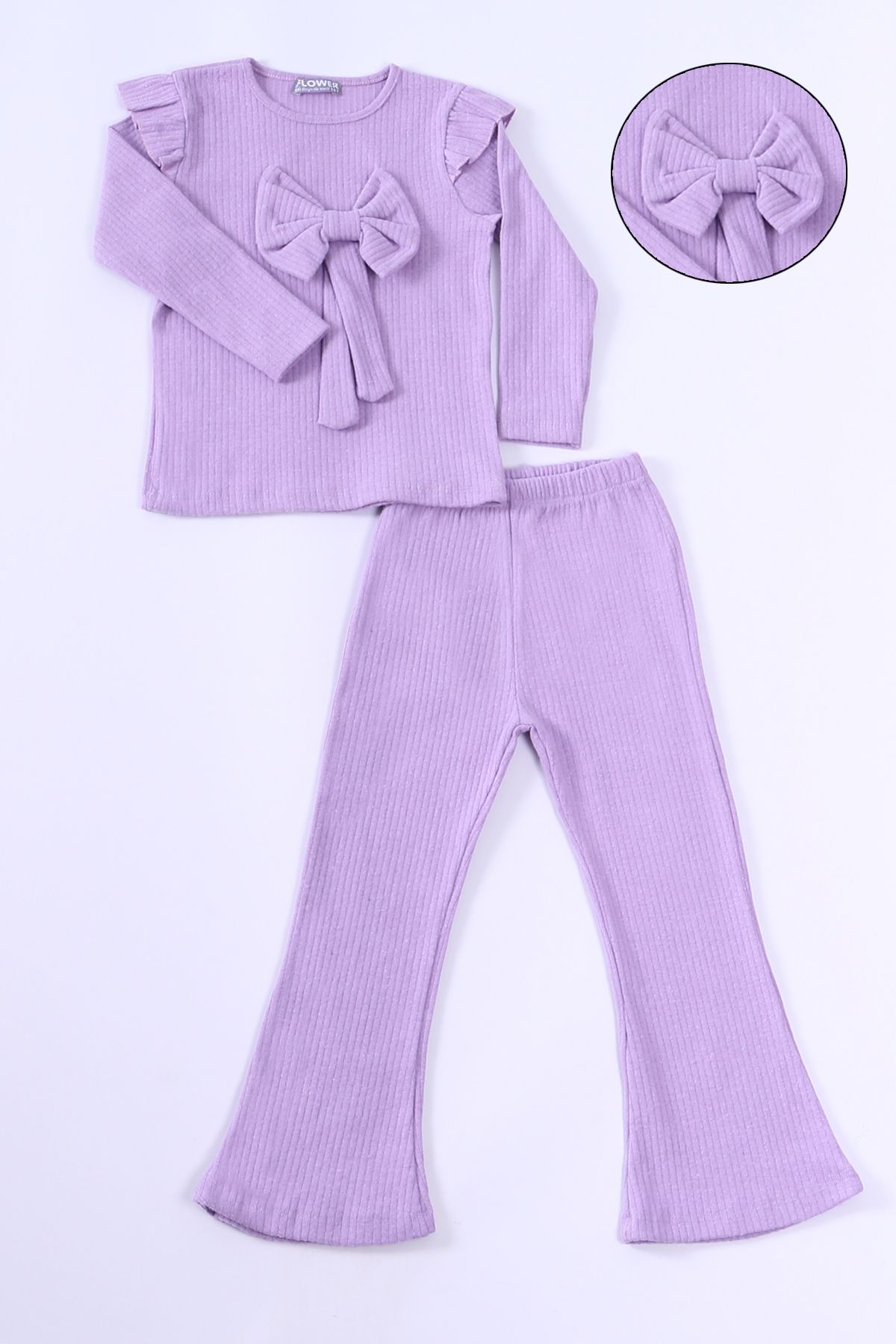 tricot pour fille couleur unie manchettes espagnoles avec noeud papillon e23