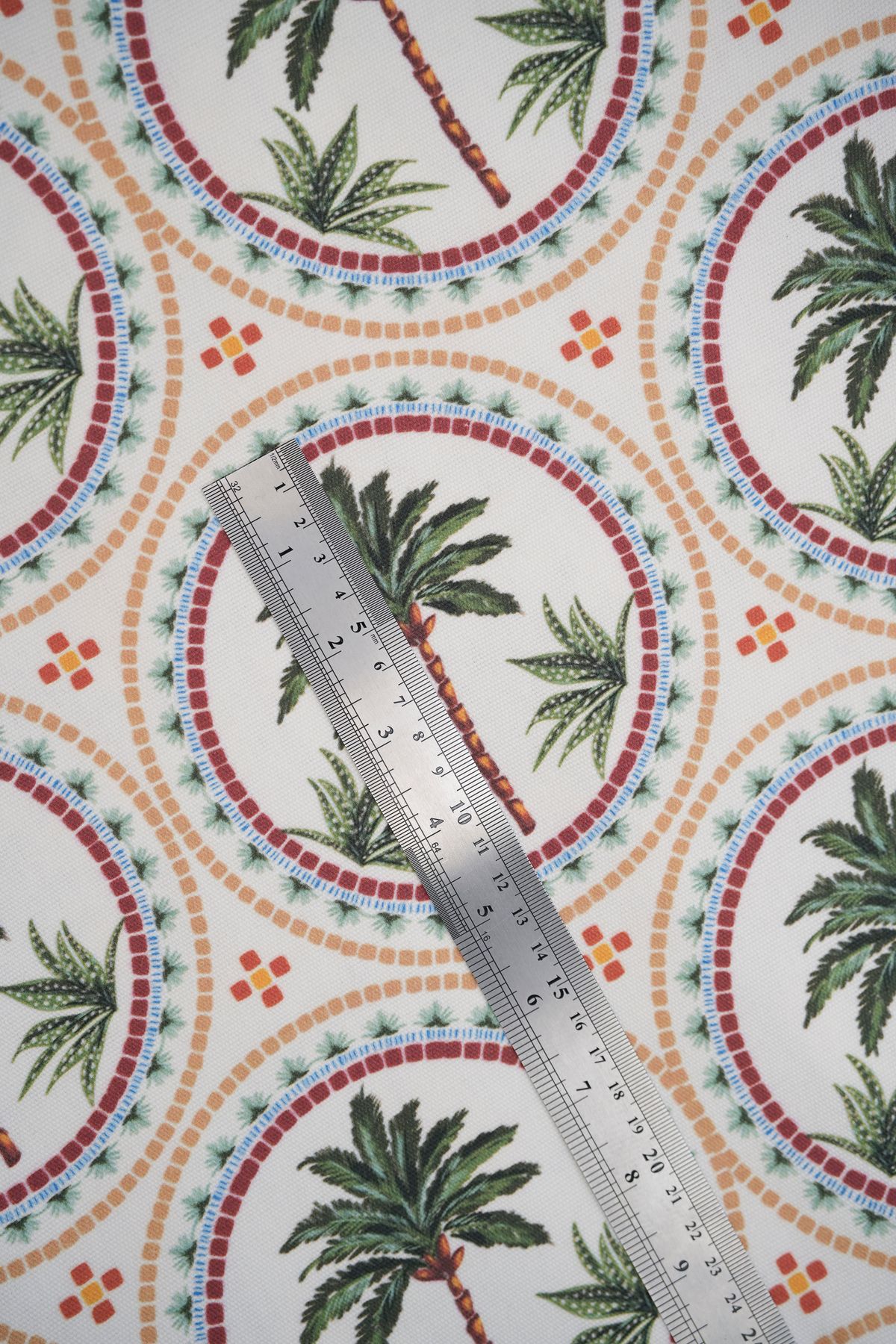 Tuğba Kuğu-Printed Panama Fabric (100% Cotton) |   Mosaic Palm Trees 4