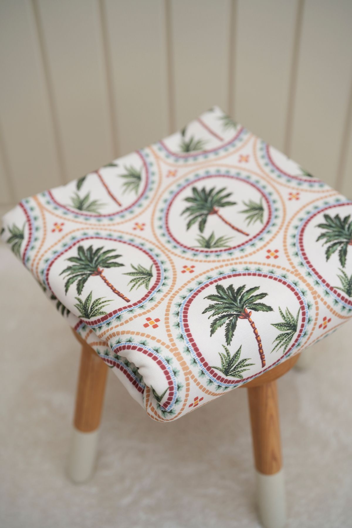 Tuğba Kuğu-Printed Panama Fabric (100% Cotton) |   Mosaic Palm Trees 7