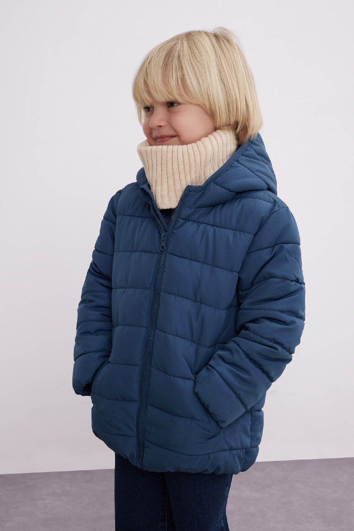 DeFacto-Baby Boy Puffer Jacket - Water Repellent, Hooded and Zippered A2859A524Au 4