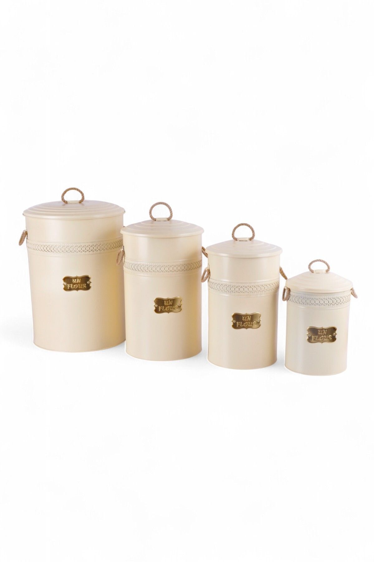 Milenay-Premium 4-Piece Flour Storage Bucket Set with Ottoman Motif Rope Handles, 5-16-30-50 Liters 2