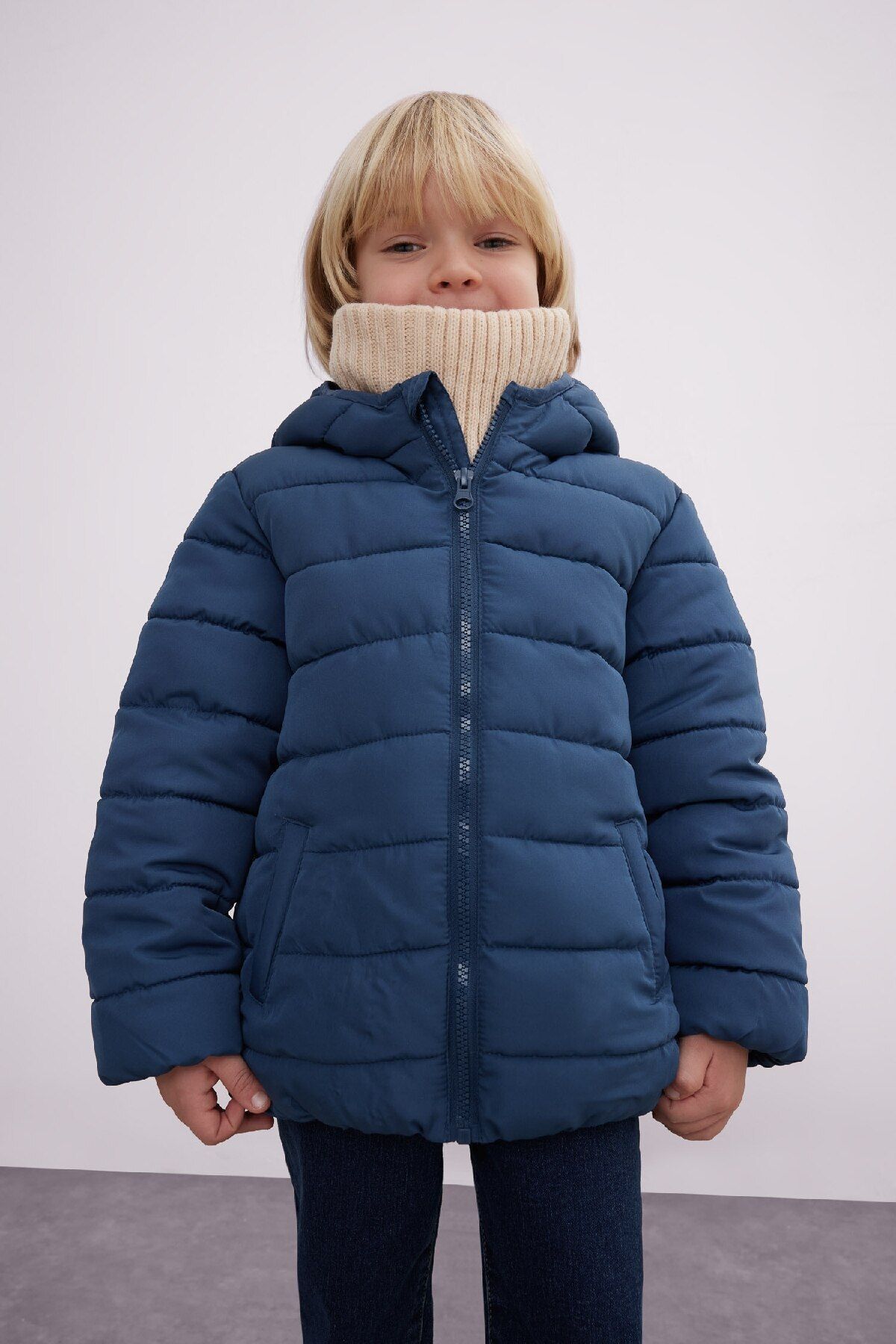 DeFacto-Baby Boy Puffer Jacket - Water Repellent, Hooded and Zippered A2859A524Au 3