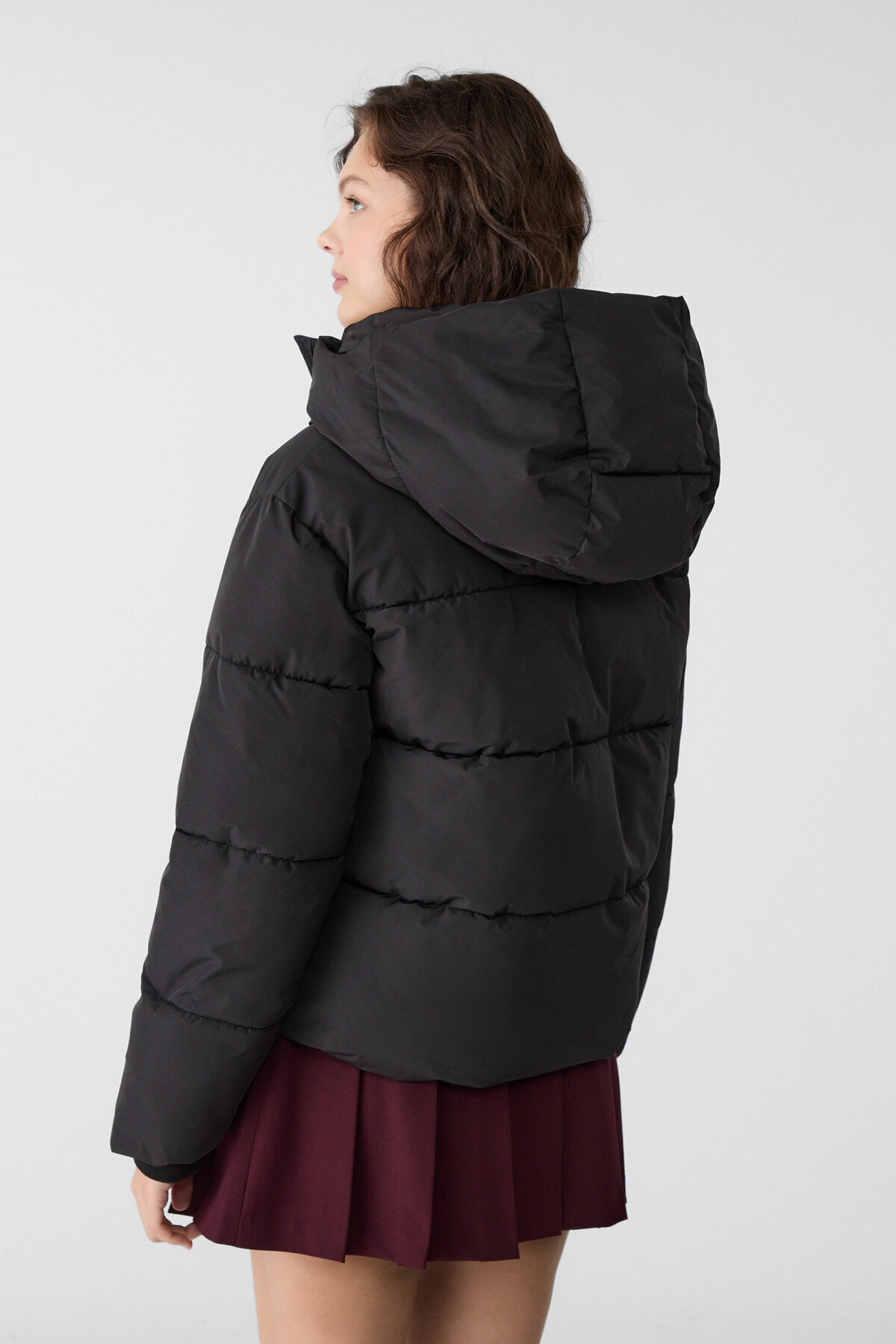 Stradivarius-سترة منفوخة أساسية بغطاء رأس 3