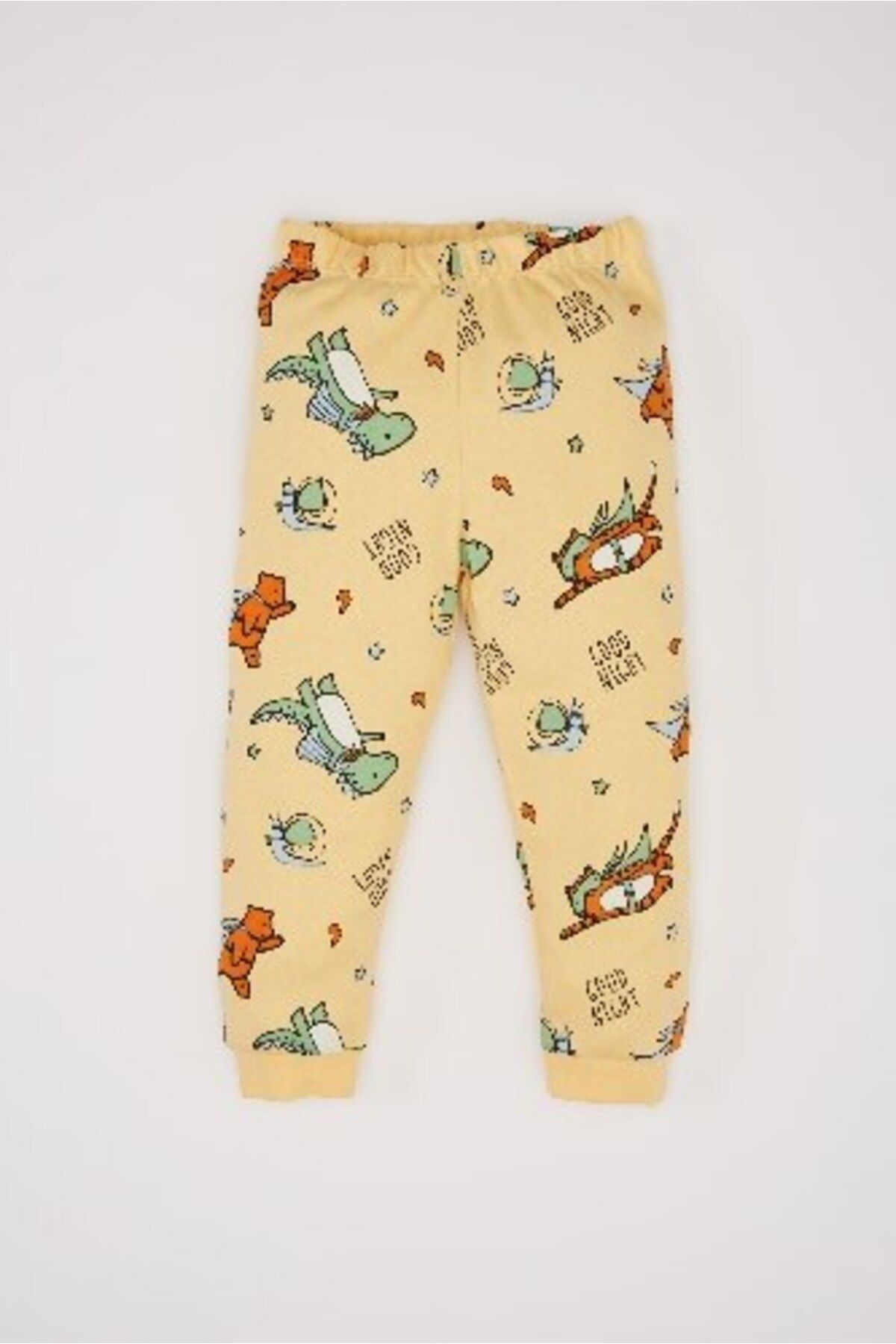 DeFacto-Baby-Pyjama-Set für Jungen – Rundhalsausschnitt, Dinosaurier-Aufdruck, lange Ärmel, elastische Taille, langer Boden D7143A 2