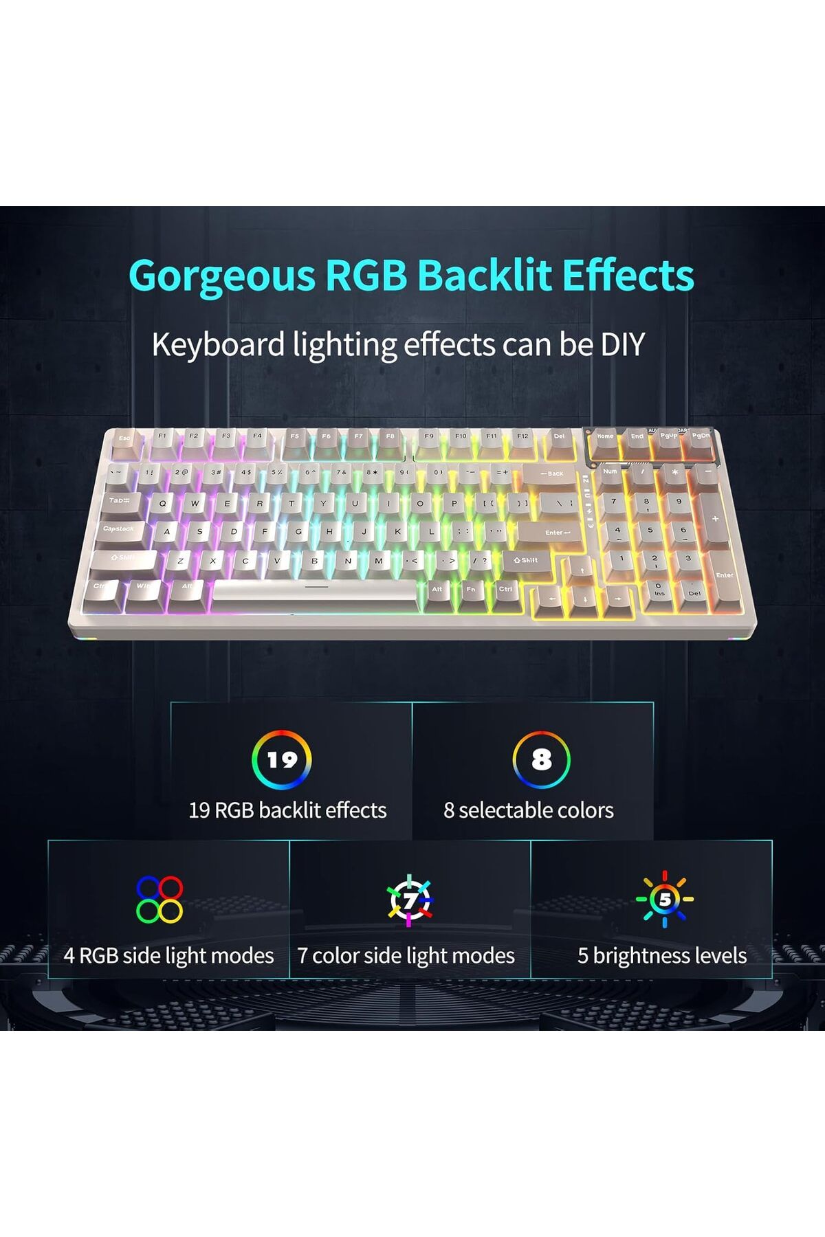 Aula-F98 95% Tri-Mode RGB Wireless Mechanical Gaming Keyboard, Pre-lubed Nimbus V3 Switches Hot-swappable 4