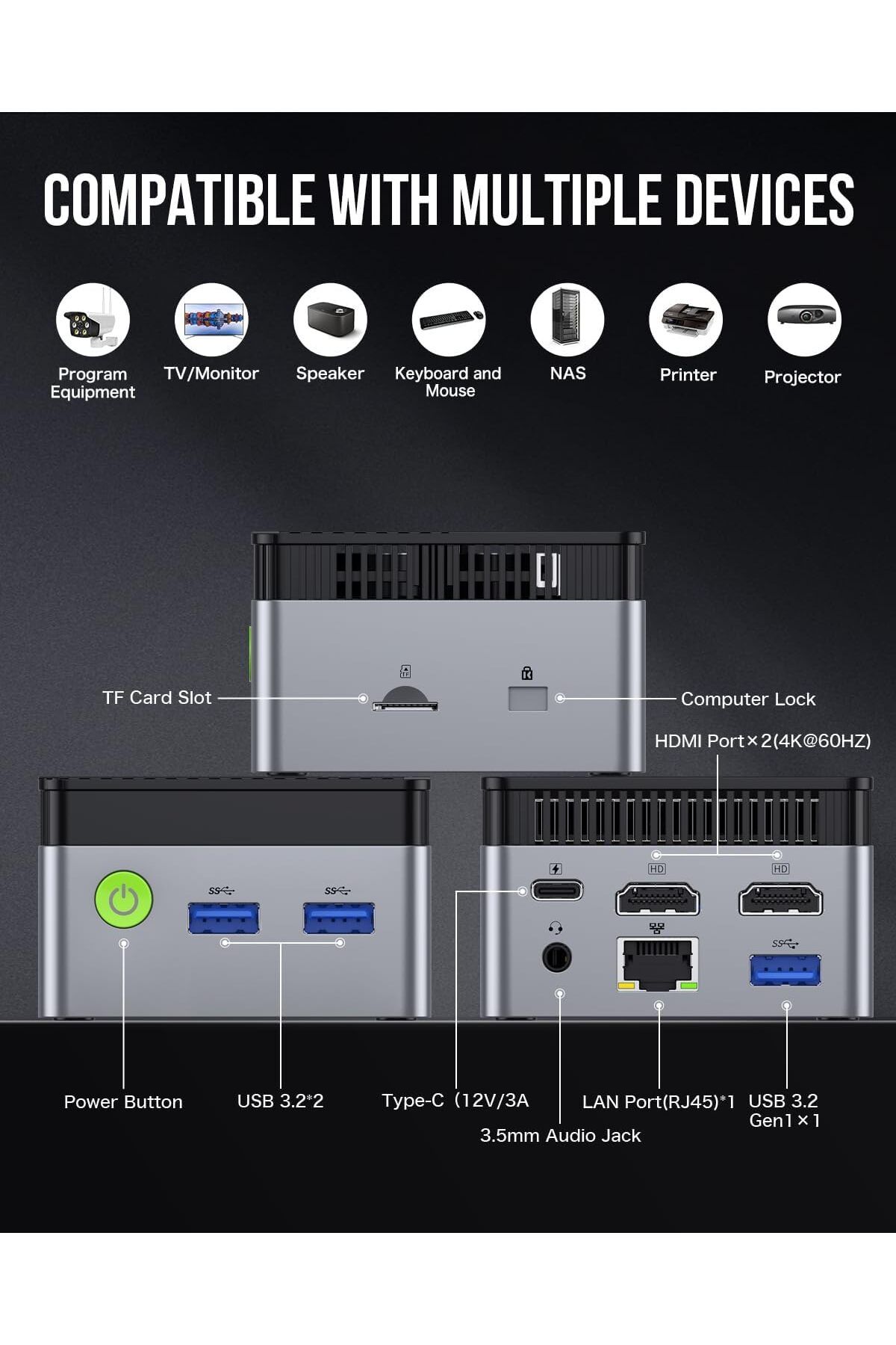 GMKtec-Nucbox G5 Desktop Ultracompact Mini PC N97 Windows 11 Pro 12th Gen Intel N97 12GB DDR5+512GB SSD 3