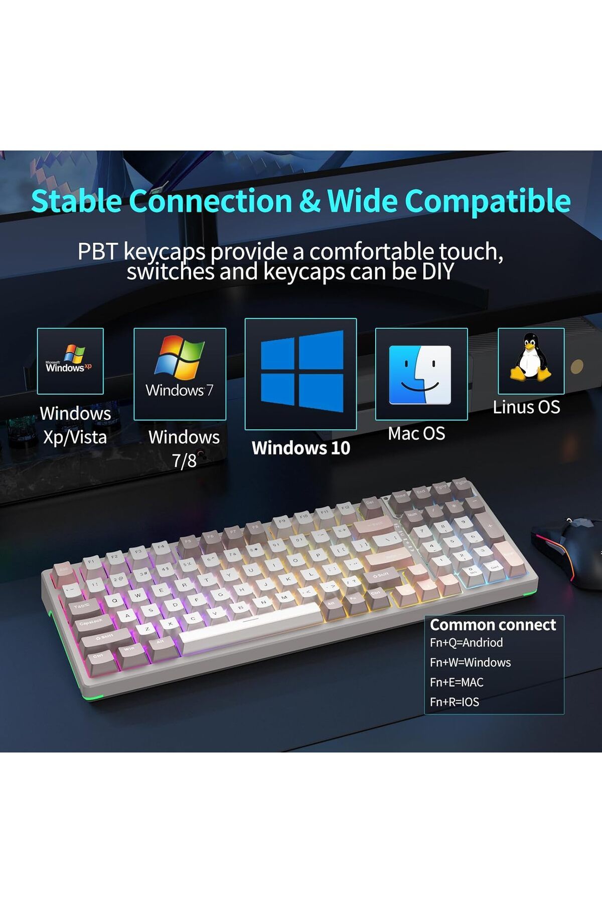 Aula-F98 95% Tri-Mode RGB Wireless Mechanical Gaming Keyboard, Pre-lubed Nimbus V3 Switches Hot-swappable 2