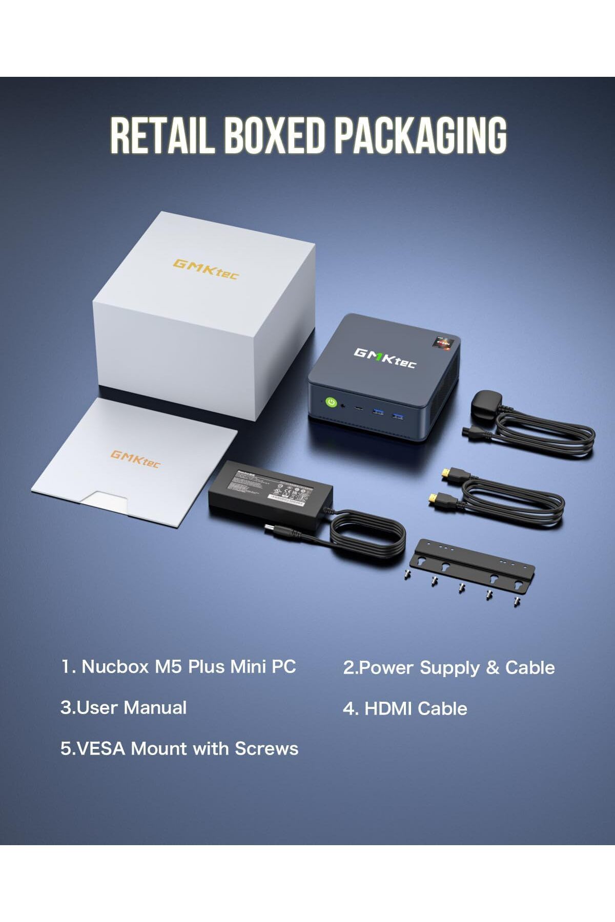 GMKtec-NucBox M5 Plus Desktop Ultracompact Mini PC Gaming, Desktop Computer Windows 11 Pro, AMD Ryzen 7 8