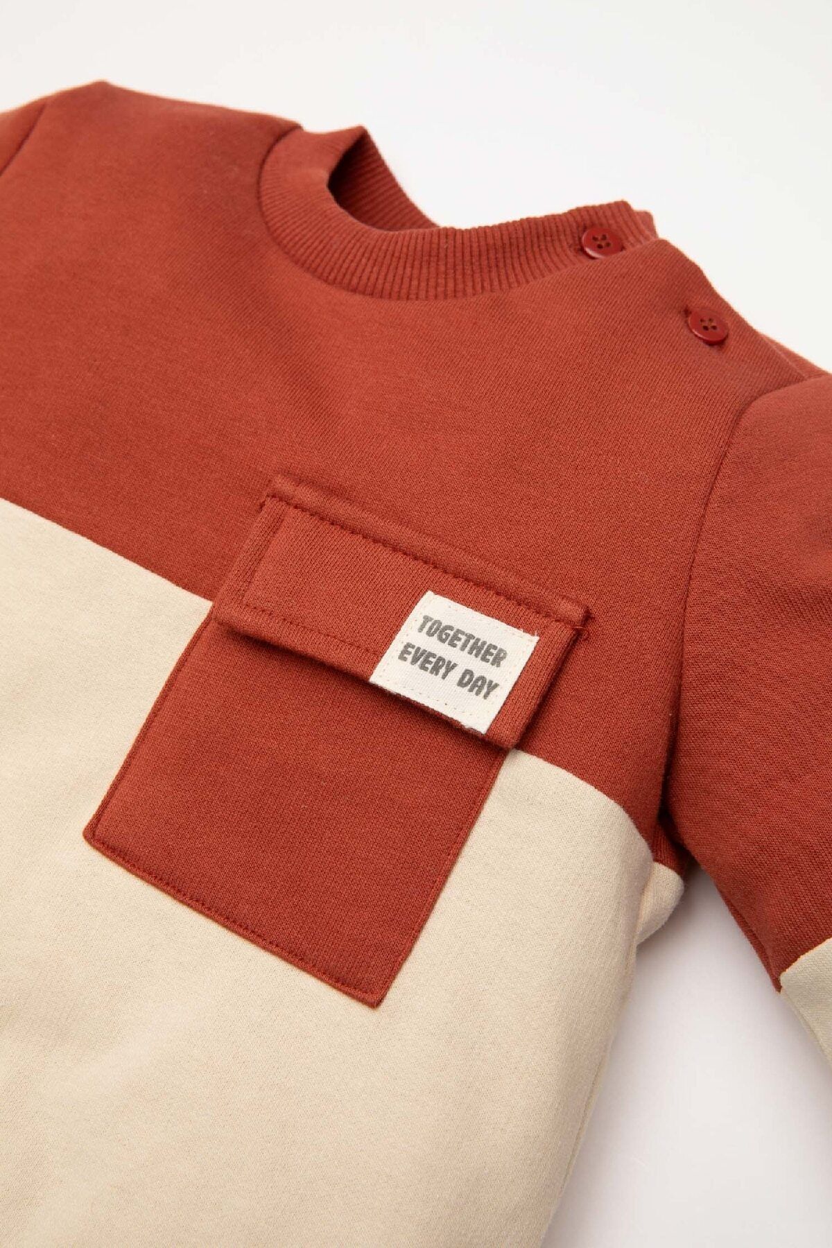 DeFacto-Φούτερ Baby Boy Crew Neck Soft Feather Φούτερ - Color Block, Ύφασμα φούτερ με κανονική εφαρμογή 3