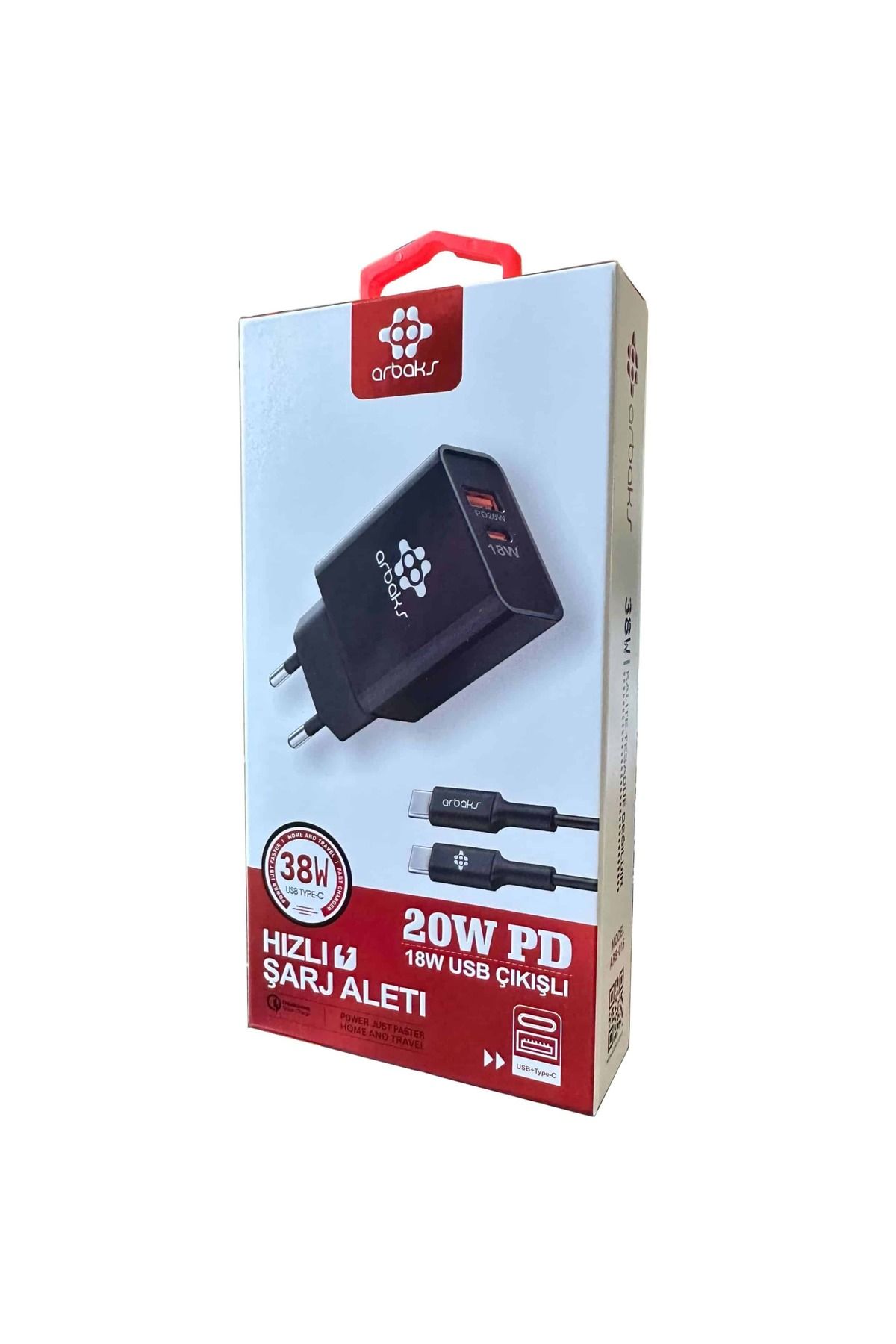 TEKNOTOK 38W PD + USB + C-C Kablo Şarj Aleti Arbaks ARB-015-T