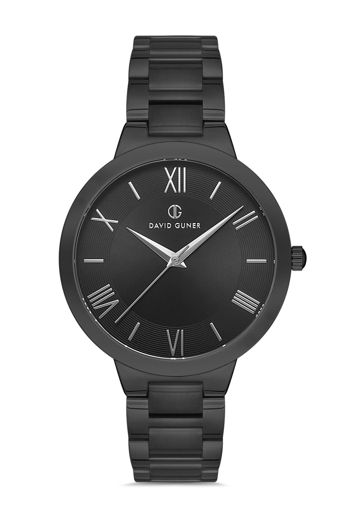 DAVID GUNER-Black Coating Plain Stainless Steel Men's Wrist Watch with Black Dial 1