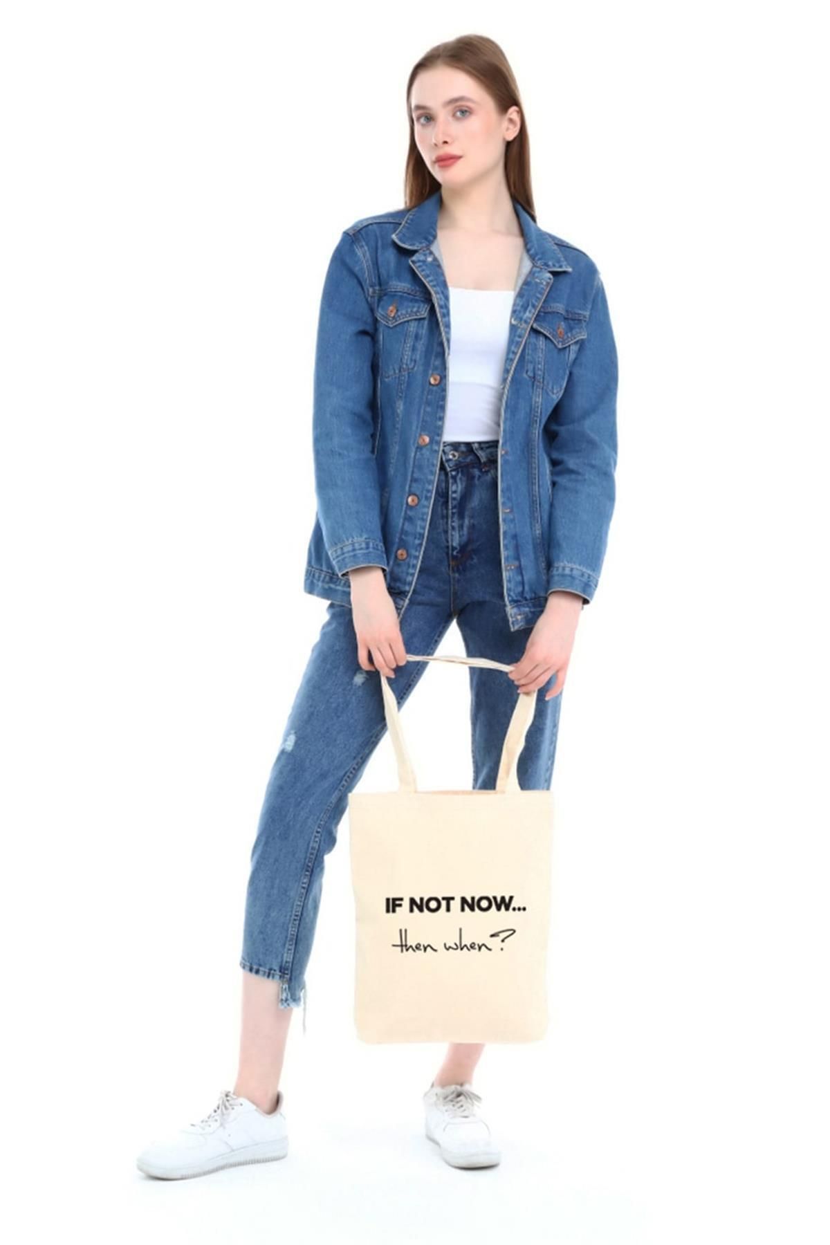Çınar Bez Çanta-Canvas If Not Now Cloth Bag C0541 5