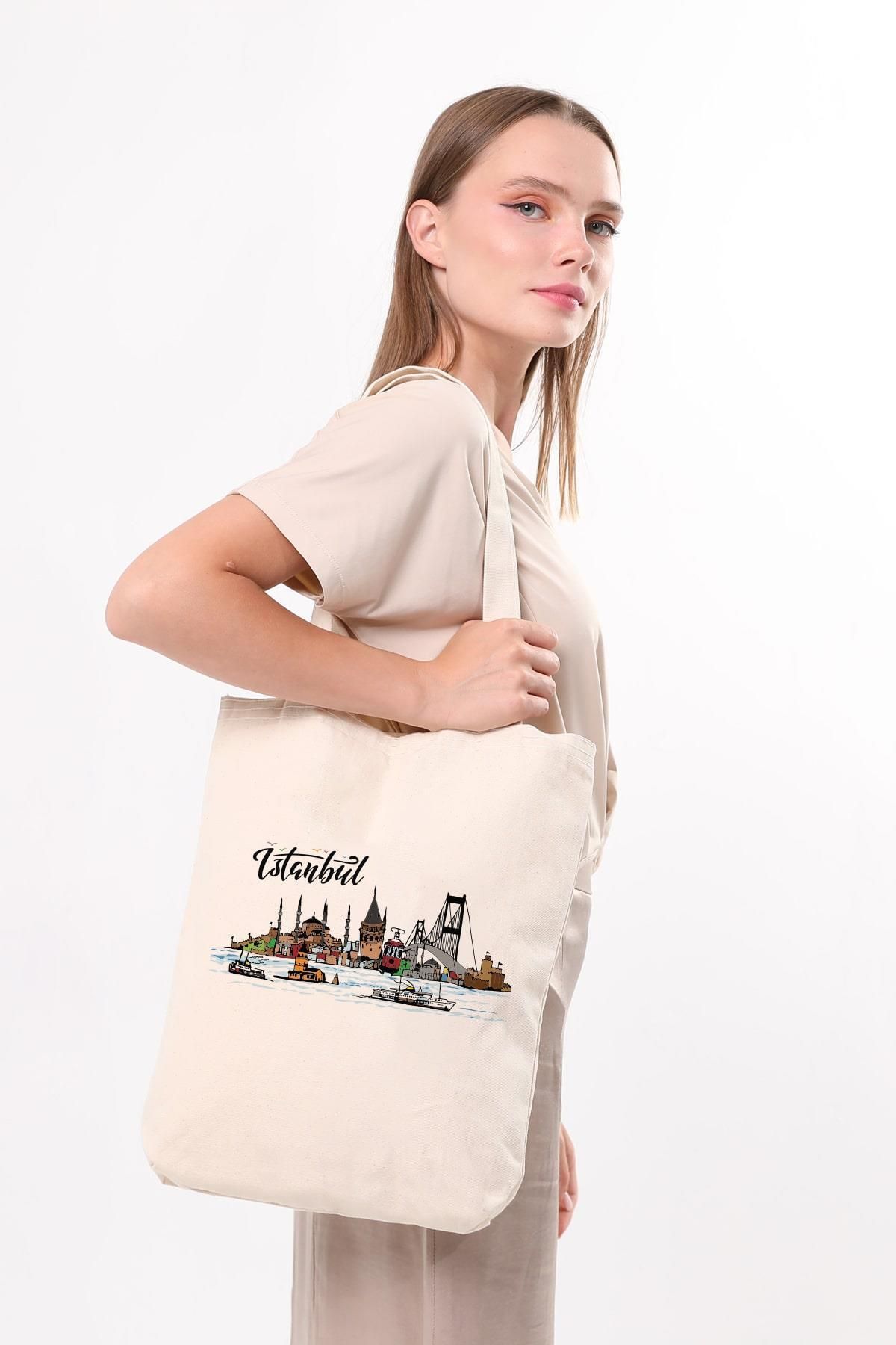 Çınar Bez Çanta-Canvas Colorful Istanbul Printed Cloth Bag 2