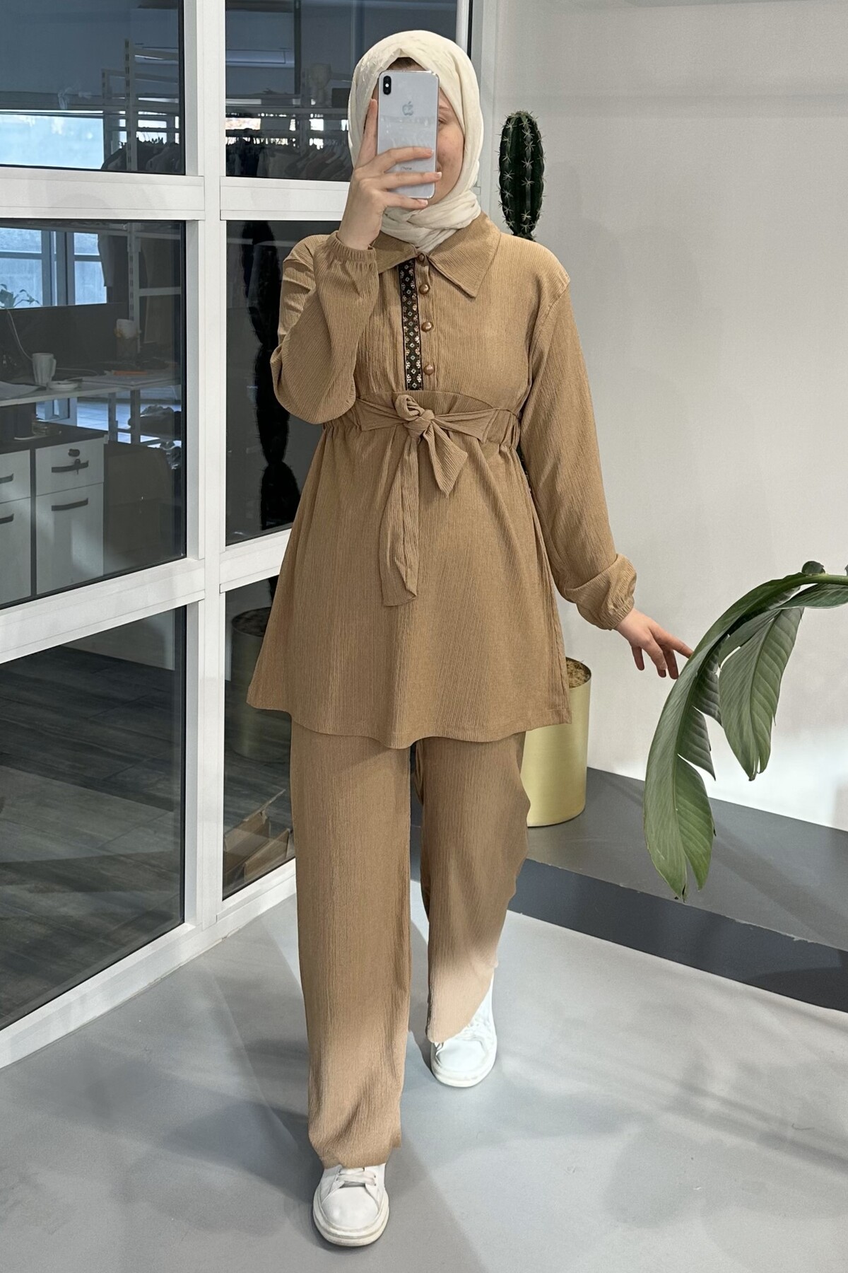 ModaSelin Ms204 Embroidery Detailed Double Camel Set