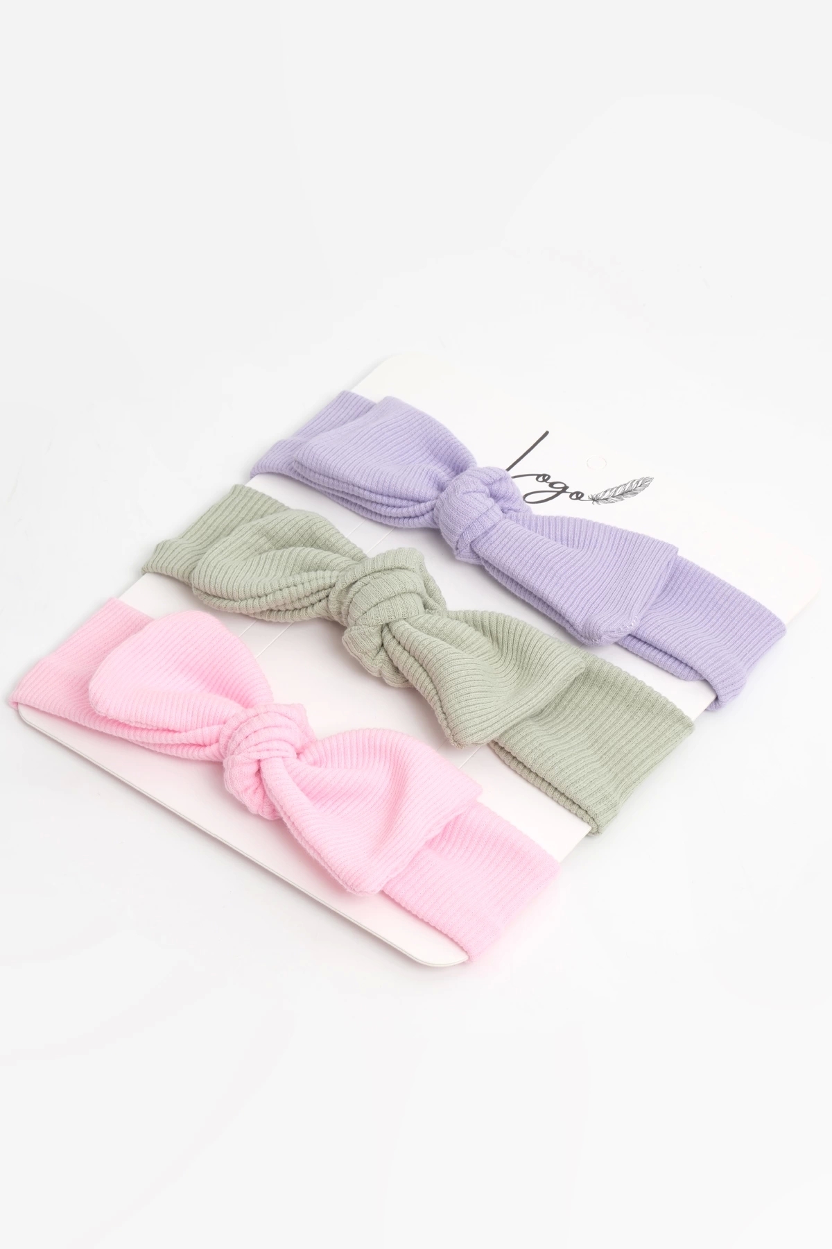 LOGO AKSESUAR 0-3 Yaş Kız Bebek Bandana 3'lü Set (LİLA-PEMBE-ÇAĞLA YEŞİLİ) fotoğrafı 3 (önizleme)