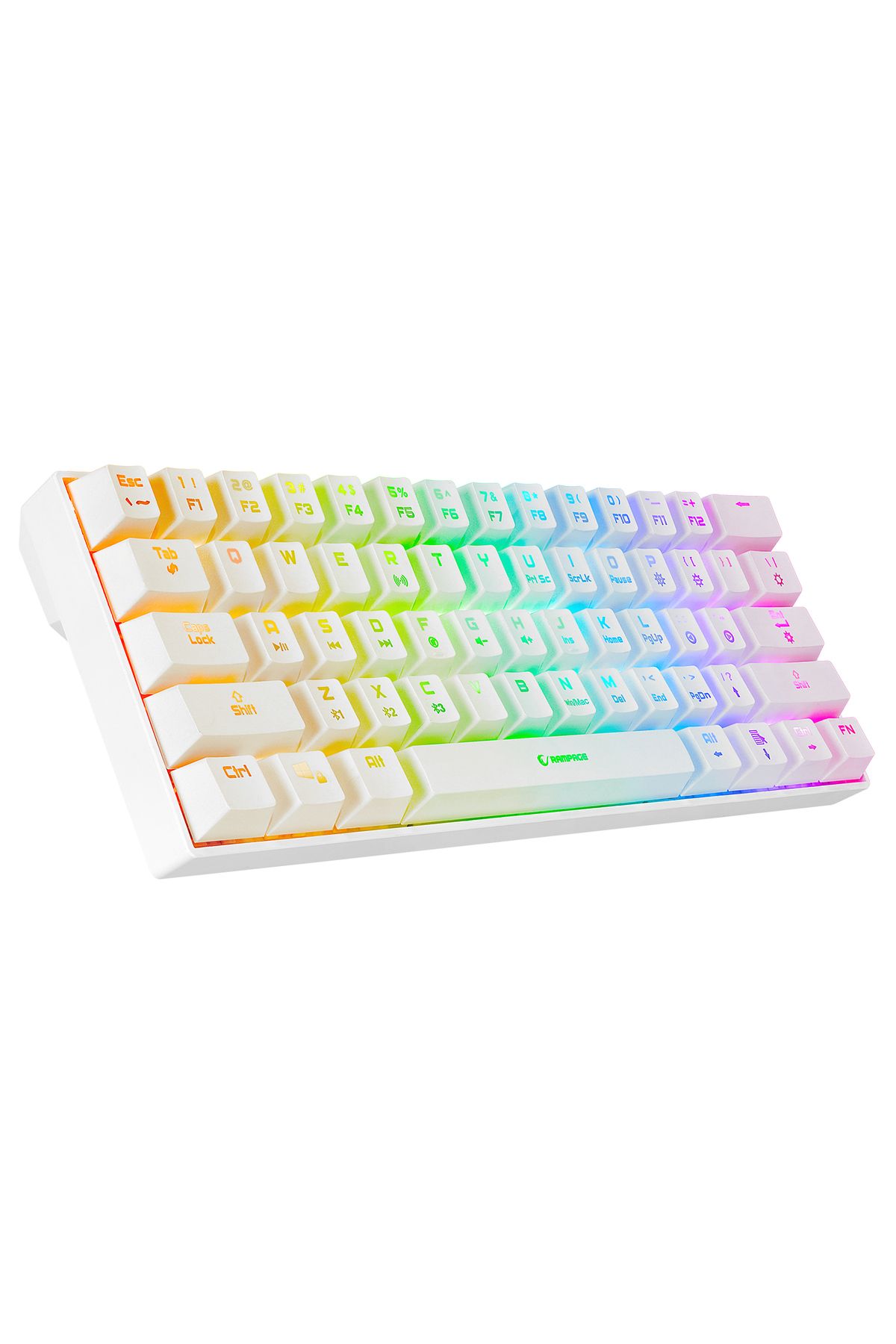 Rampage KB-RX63 B-ATOM Beyaz Bluetooth RGB Backlight Brown Switch Mekanik Q 63 Tuşlu Mini Oyuncu Klavyesi