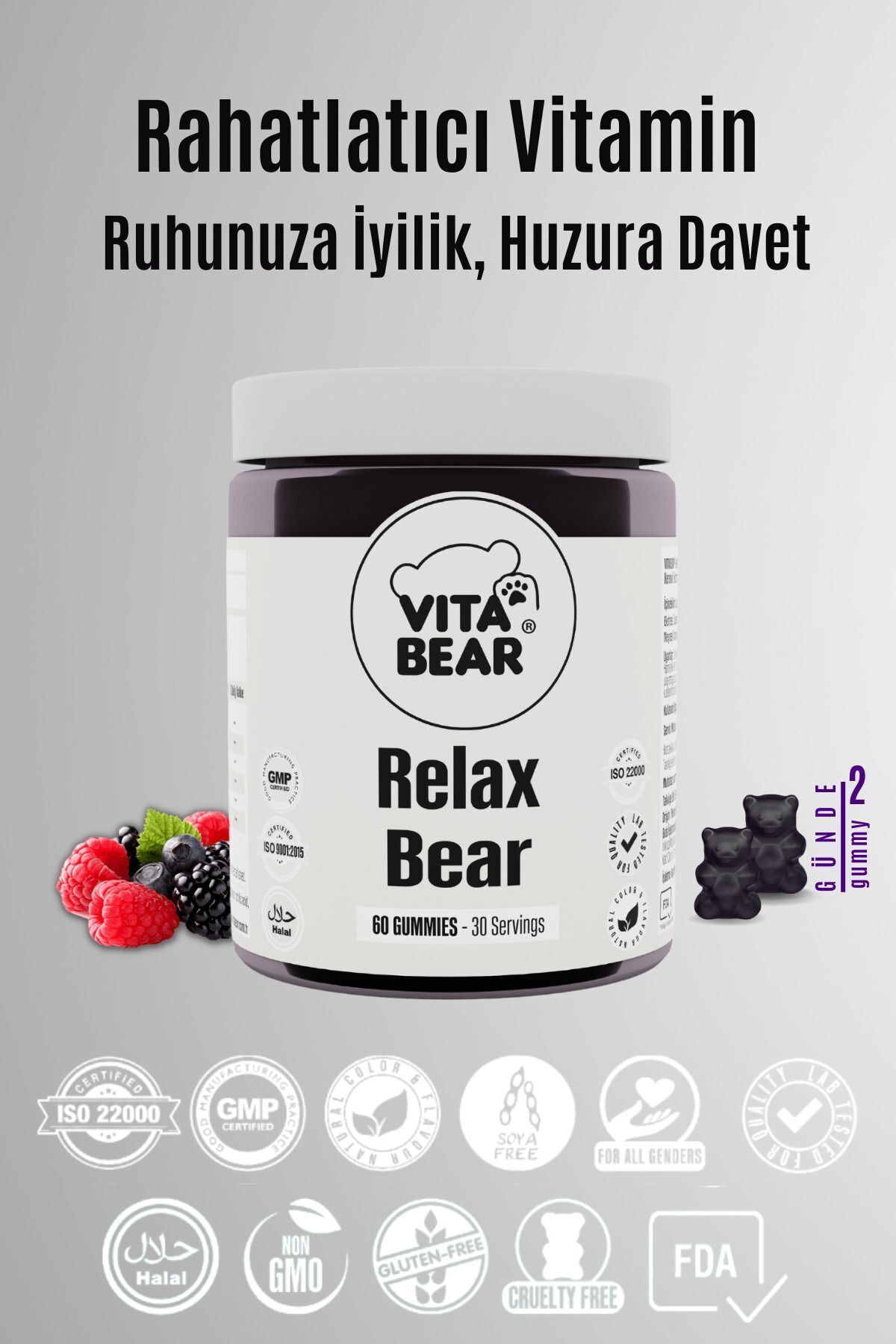 Vita Bear-Relax Bear 60 Gummies - Vitamin Relieving Stress, Anxiety, Worry and Sadness 2