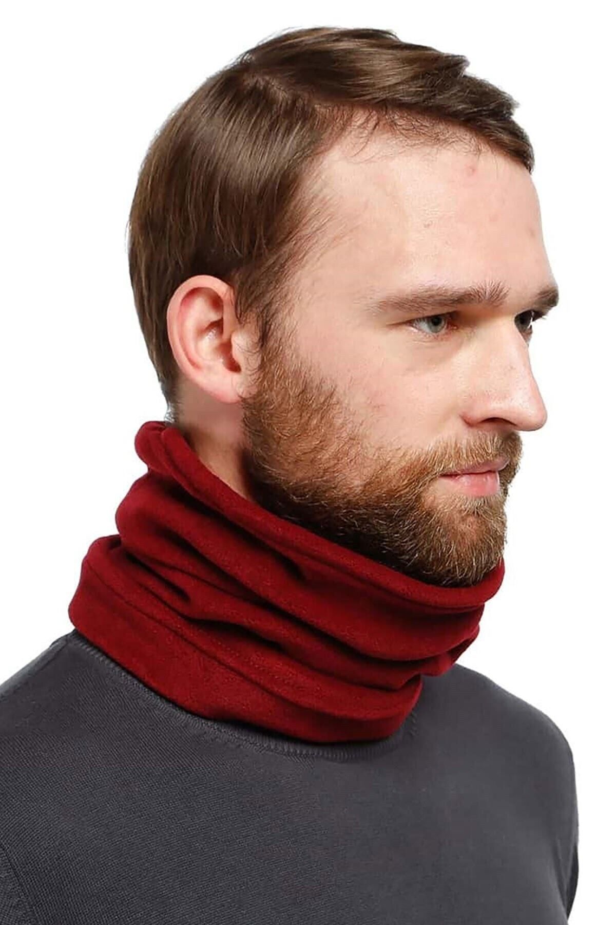 4S1B FASHION-Burgundy Fleece Beanie Neck Collar Suitable for Use as Polar Fabric Neck Collar 2