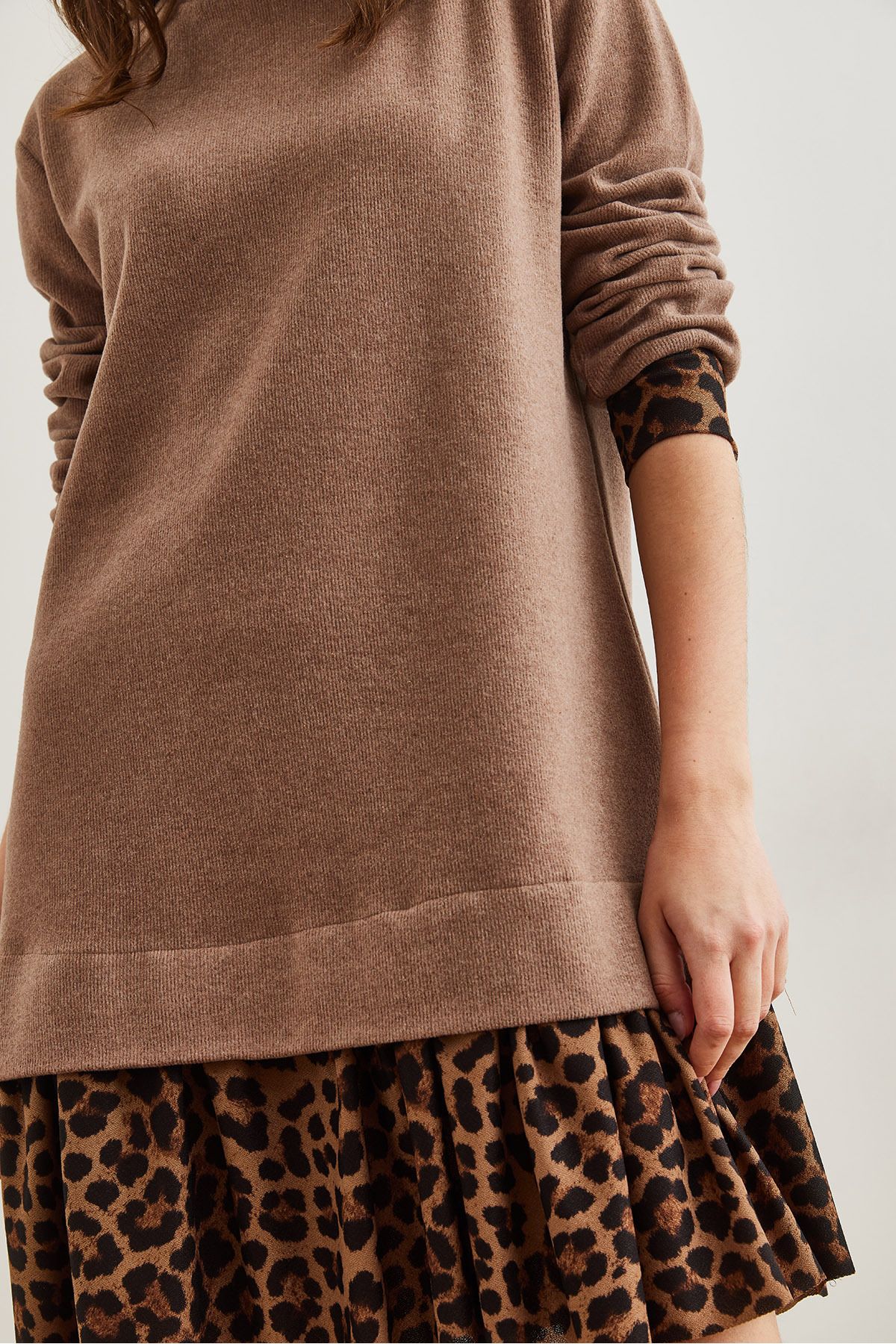 Kadın Camel Leopar Garnili Selanik Elbise ELB-19000965