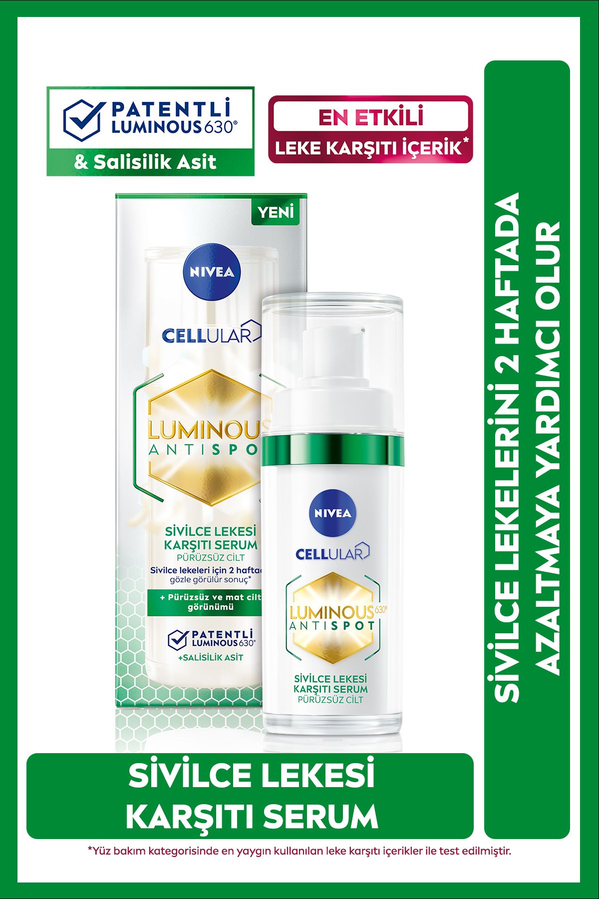 سرم 30 میلی لیتری ضد آکنه Luminous630 و ژل پاک کننده صورت درما اسکین کلیر 150 میلی لیتر نیاسینامید NIVEA