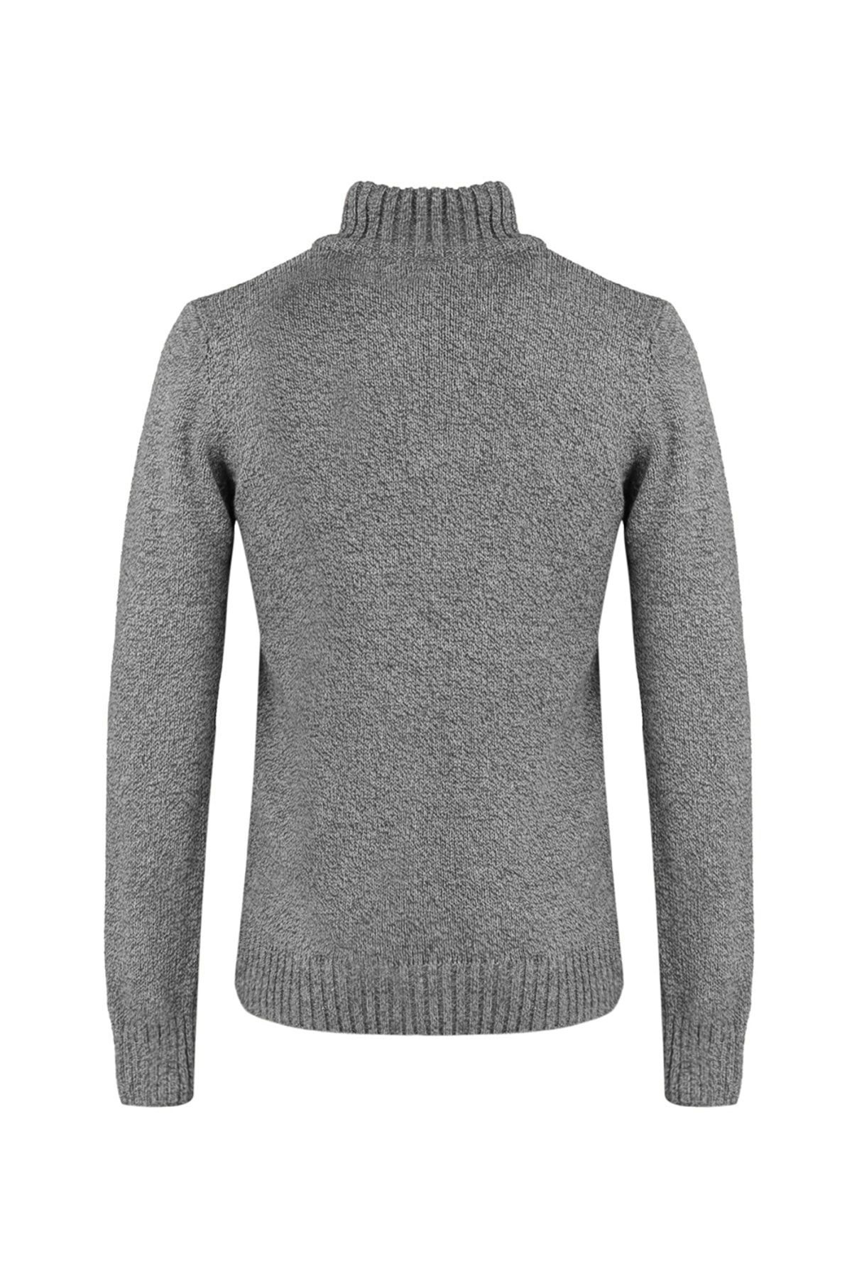 Trendyol Collection-Anthracite Casual Slim Fit Wool Half Fisherman Button Knitwear Sweater Tmnaw21Kz0394 7