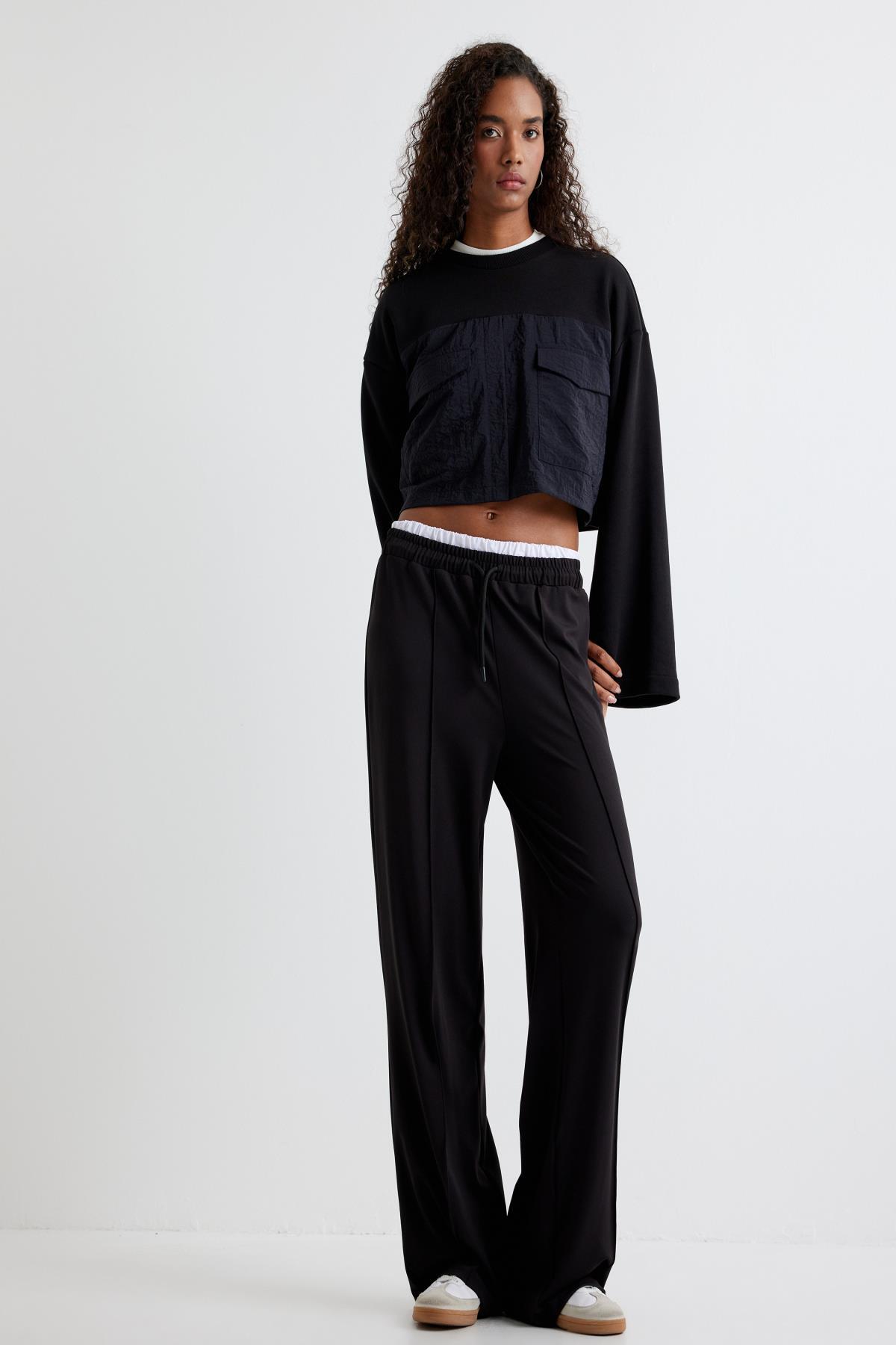 سویشرت زنانه مشکی کوتونKoton | 5WAK10227EK اورجینال - تصویر 2