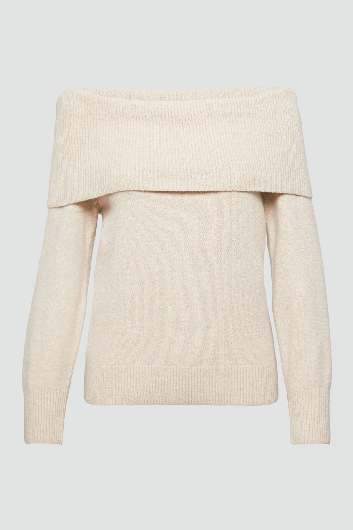s.Oliver-Bequemer und perlmuttfarbener Strickpullover – Off-Shoulder, Soft Inside 4