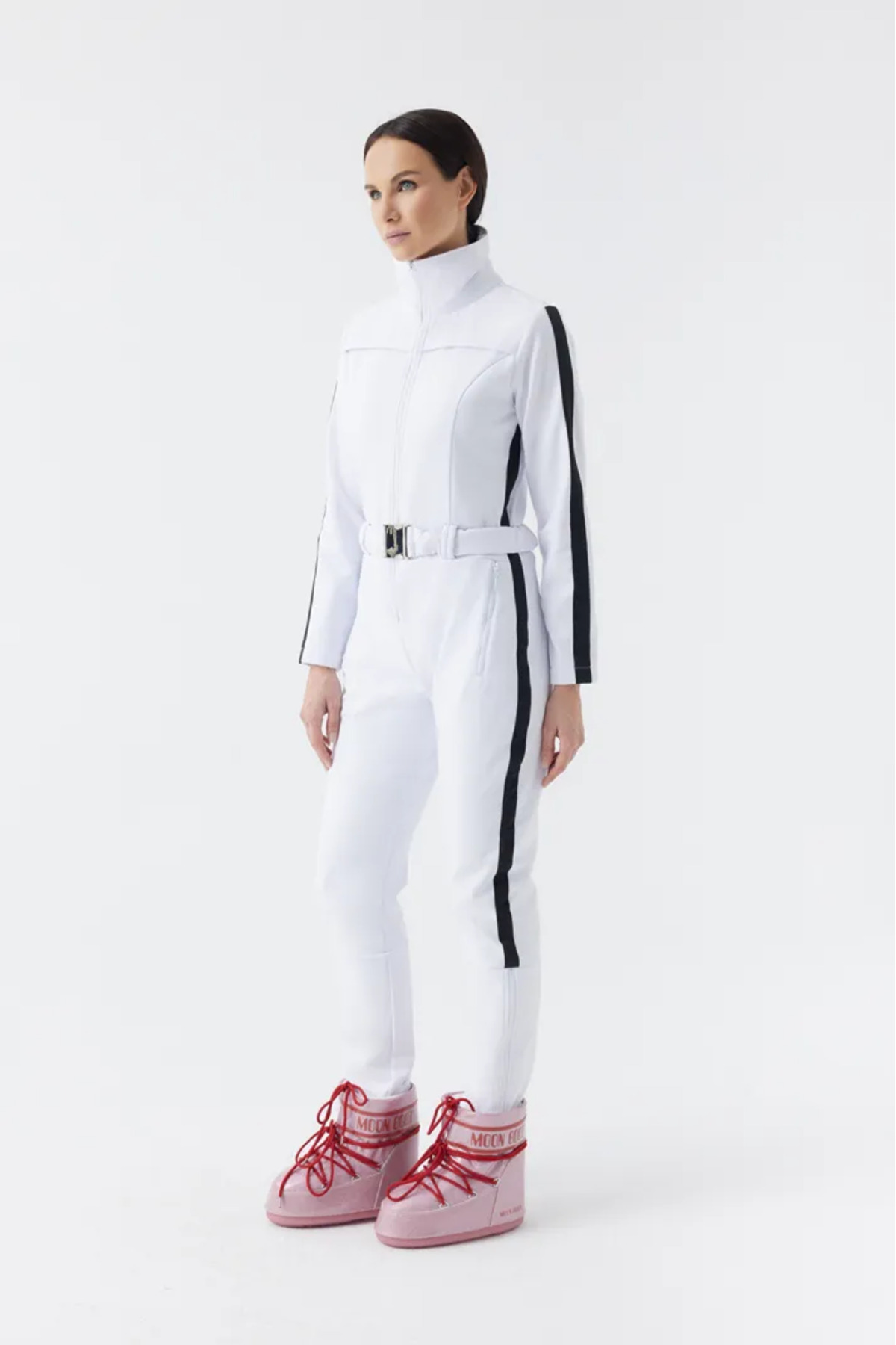 Öykü Lora White Siyah Desenli Ski Suit (KAYAK TULUMU)