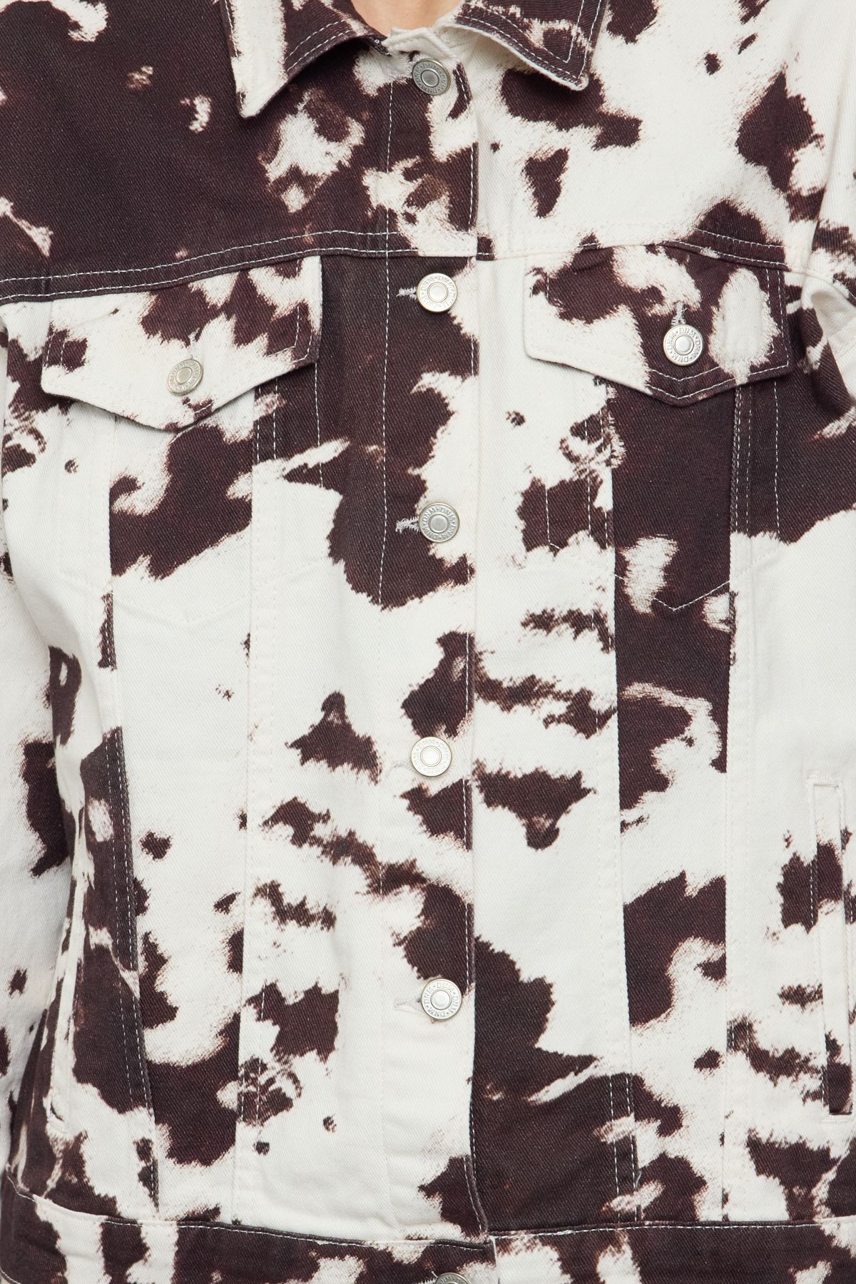 Trendyol Collection-Multicolor Cow Print Denim Jacket Twoaw25Ce00087 4