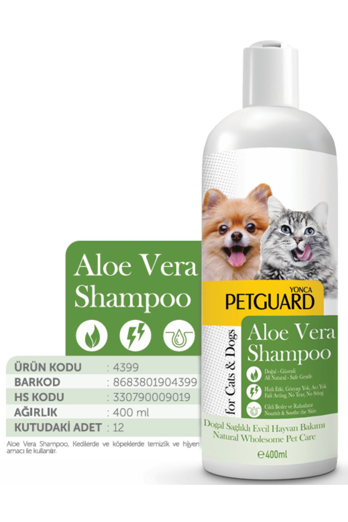 Petguard Aloe Vera Sıvı Şampuan Kedi Köpek 400Ml