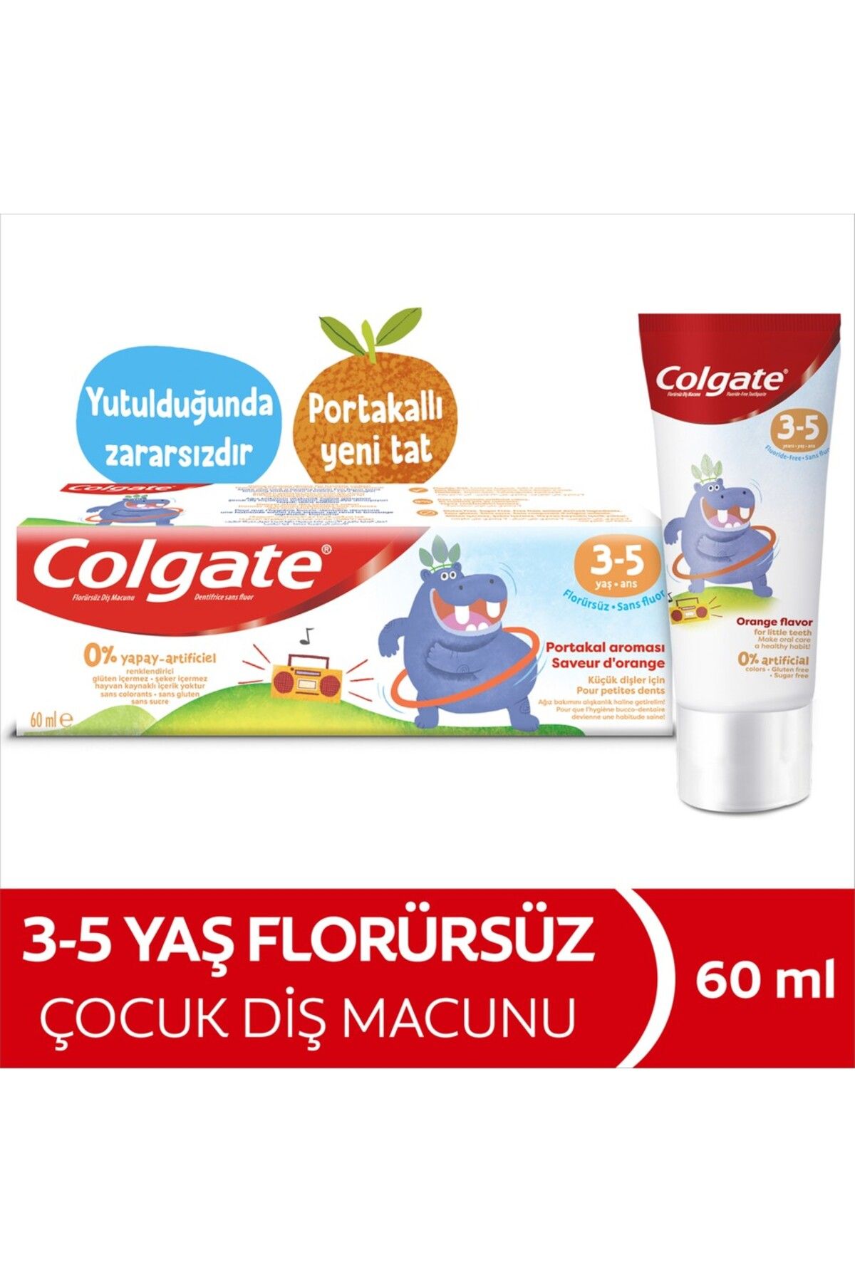 Colgate Kids Portakal Aromalı Florürsüz Diş Macunu 3-5 Yaş 60 ml