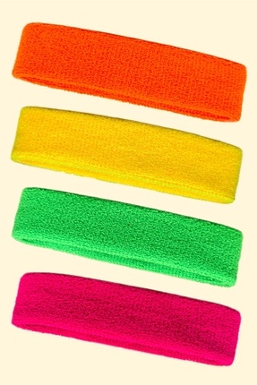 SportyBand 4 Adet Neon Renkler, Saçbandı Bandana, Yoga, Plates