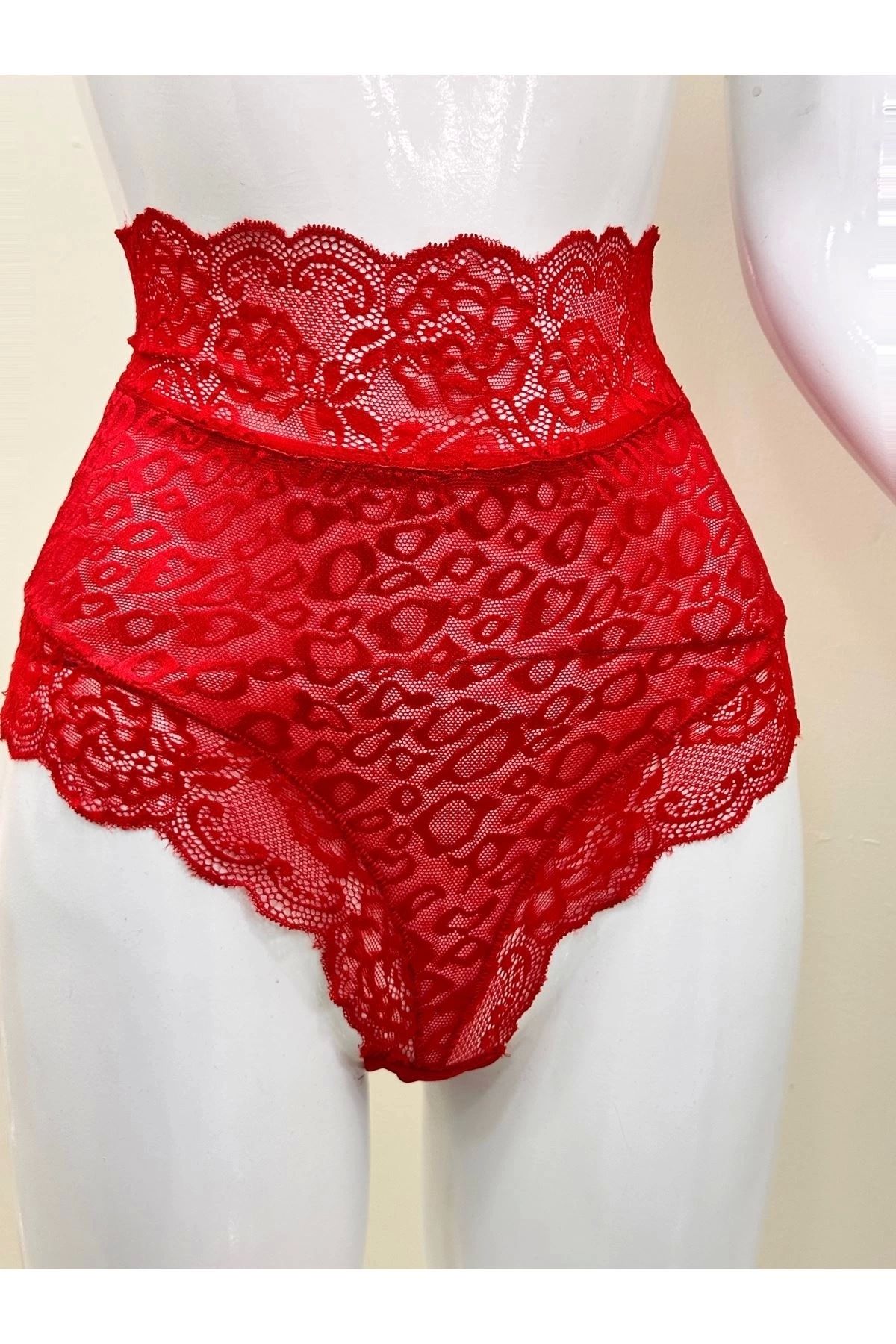 belle vista-Red Lace High Waist Panties Venus-K1011 2