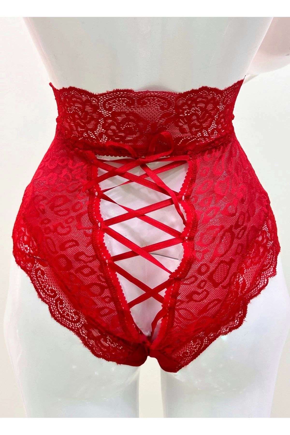 belle vista-Red Lace High Waist Panties Venus-K1011 1