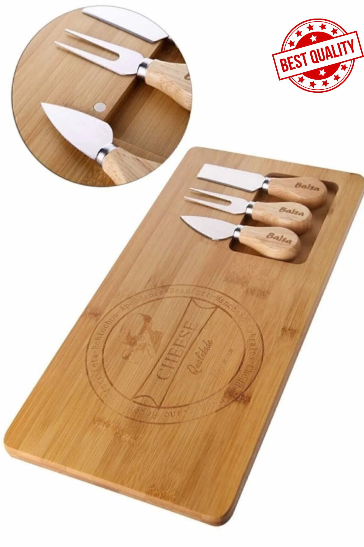 WWSHOP-39X20Cm Bamboo Decorative Cheese Presentation Board 1