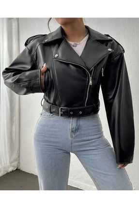 Rhythm London Textile Yeni Sezon Kemerli Oversize Deri Biker Ceket